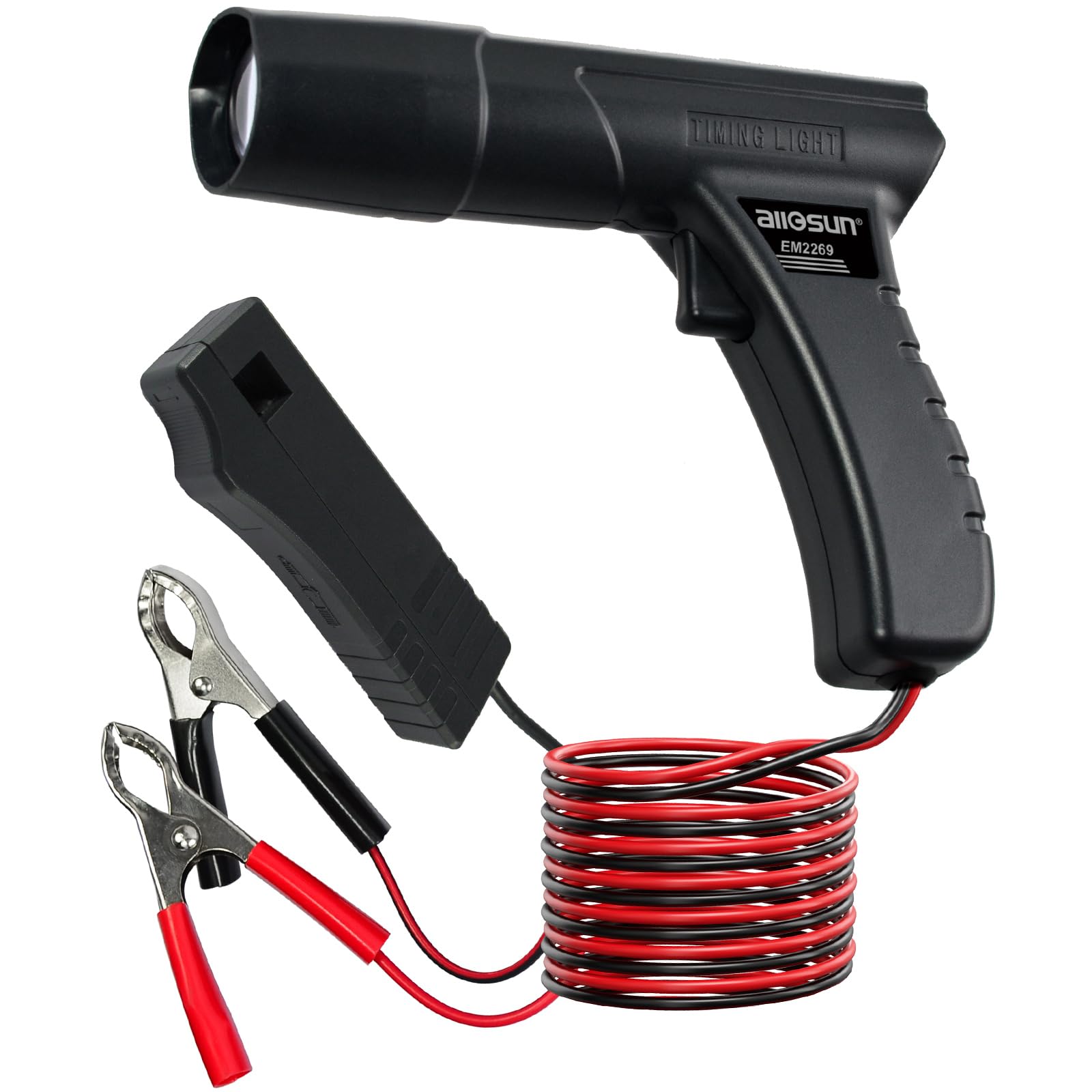 allsun Professional Timing Light for 12V Engines,Inductive Clamp Ignition Tester with Adjustable Timing, BTDC/ATDC Measurement,C