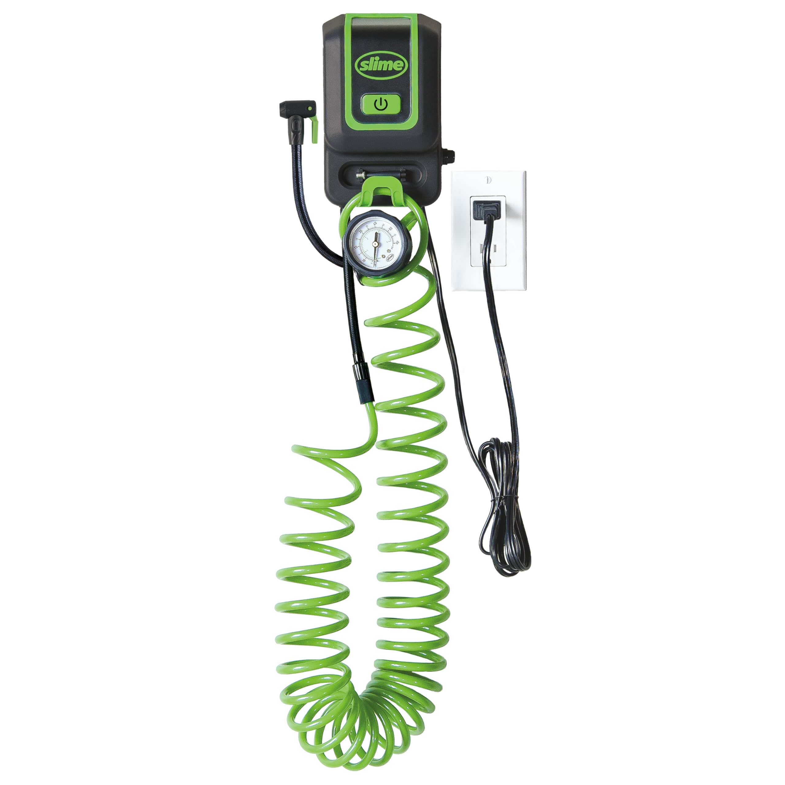 Slime 40070 Inflator, Compressor, Garage Inflation Station, Wall Mounted, 120V, For Cars, Bikes and Accessories
