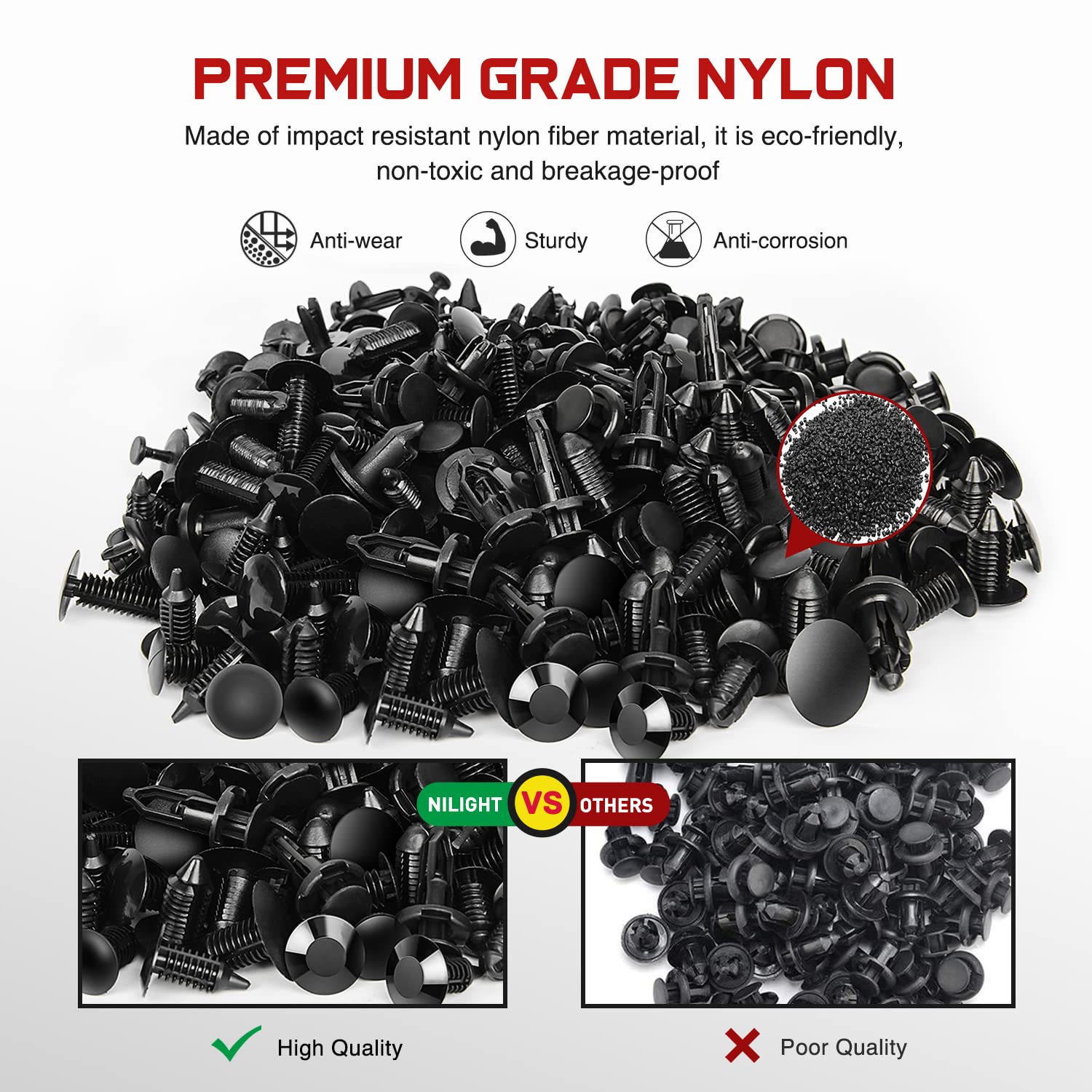Nilight 700Pcs Car Push Retainer Clips & Auto Fasteners Assortment -30 Most Popular Sizes Nylon Bumper Fender Rivets With 10 Cab