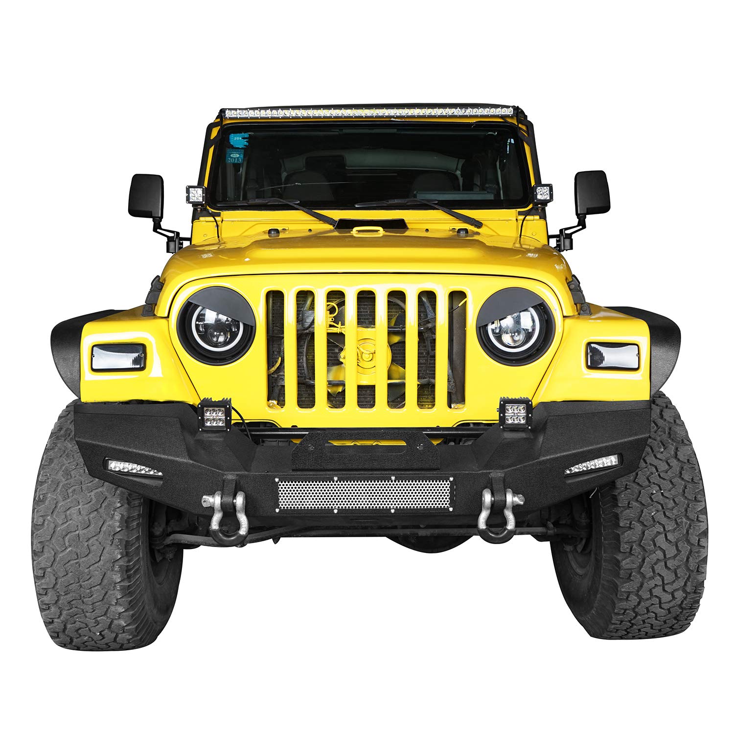 Hooke Road Headlight Bezels for Jeep Wrangler TJ 1997-2006 - Matte Black Pair, Model LED-088