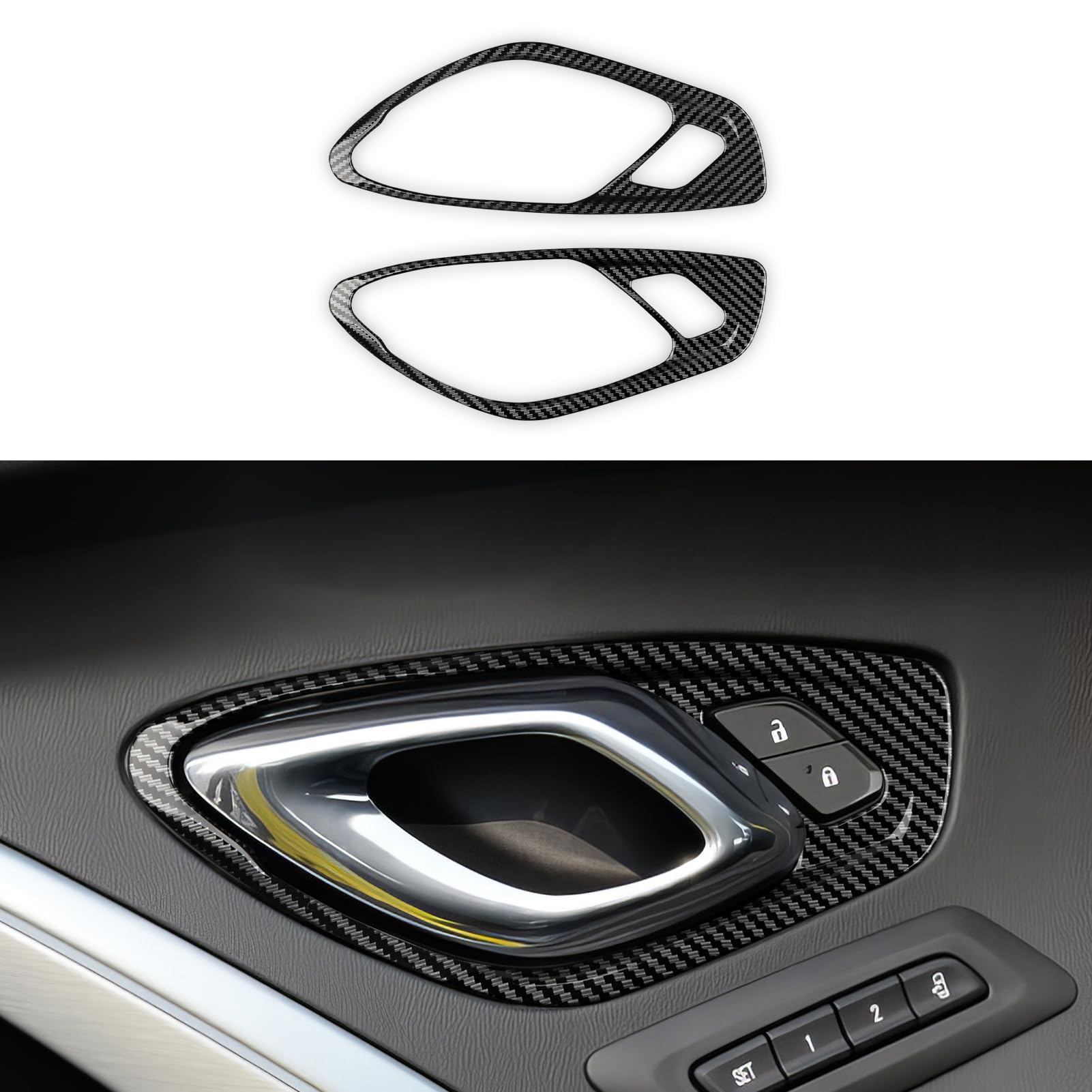 Car ABS Carbon Fiber Decal Door Handle Sticker Interior Trim Cover for Chevrolet Camaro 2016 2017 2018 2019 2020 2021 2022 2023 
