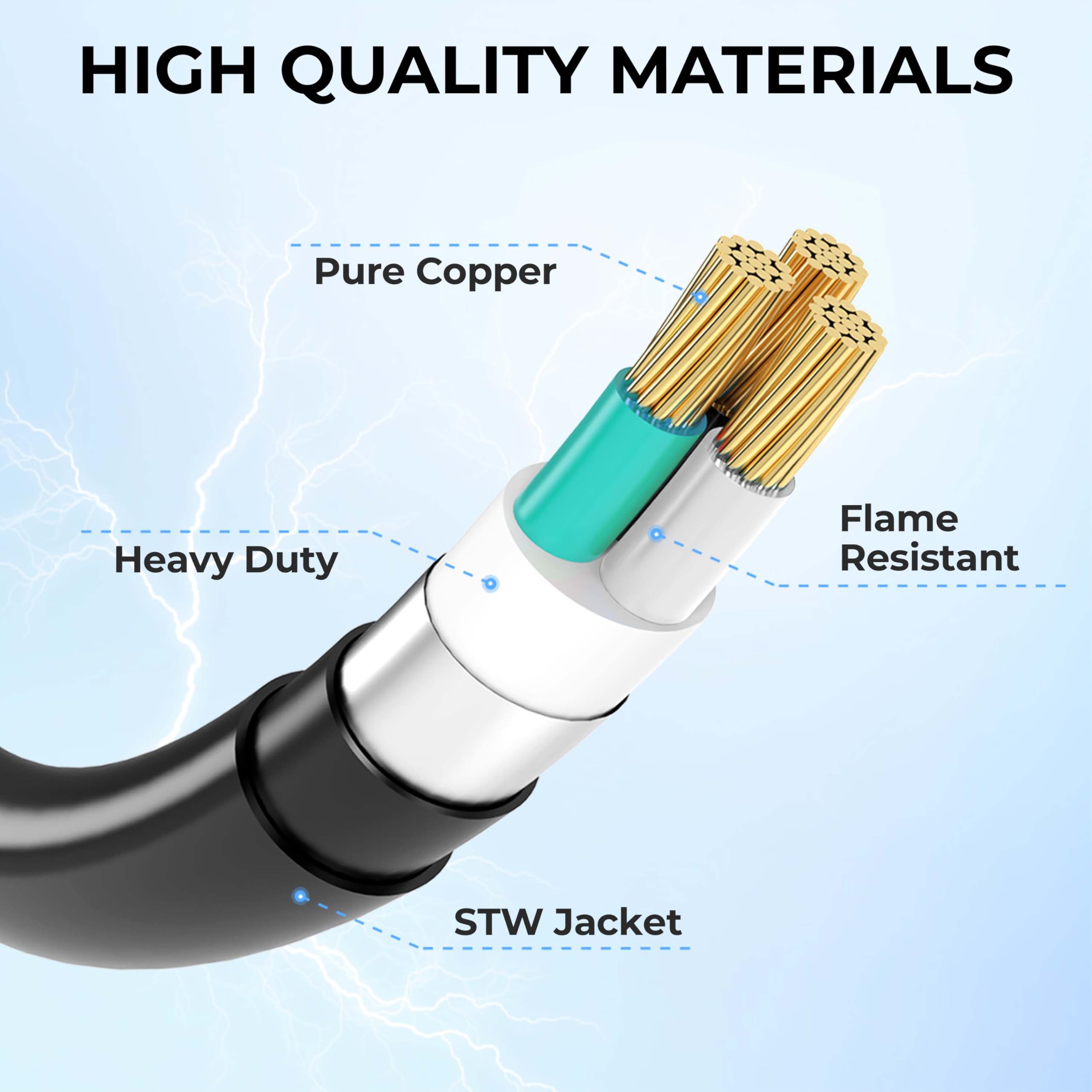 Circlecord 30 Amp 100 Feet Rv Power Cord Twist Locking, Heavy Duty 10 Gauge 3 Wire Stw Pure Copper Wire With Grip Handle, Tt-30P