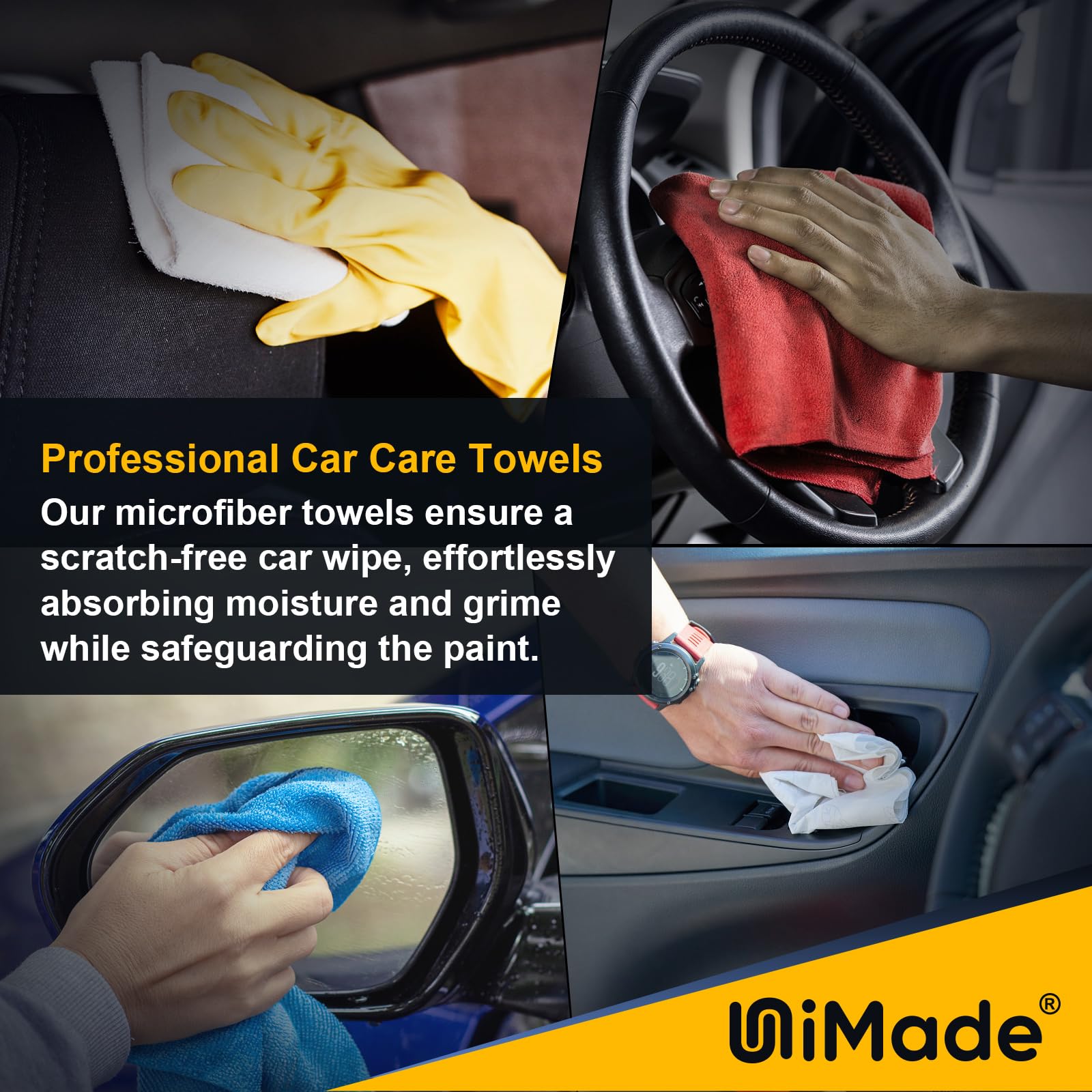 Unimade Shop Towels, 100 Pack Commercial Grade Shop Rags Microfiber Towels For Cars Cleaning Rags Bulk Cleaning Cloth For Automo