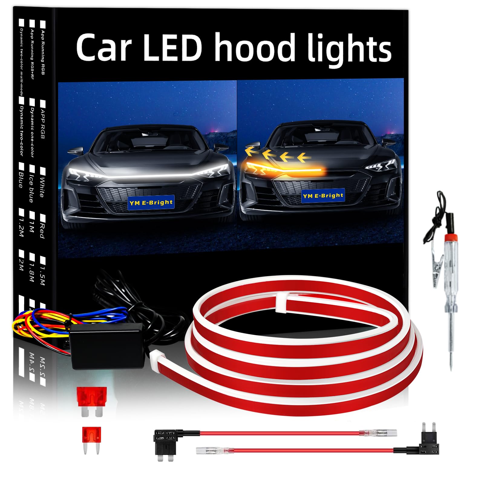 Dynamic Scan Start Up Hood Light Strip Sequential Flowing Turn Signal Lights Flexible Drl Daytime Running Light Car Led Light St