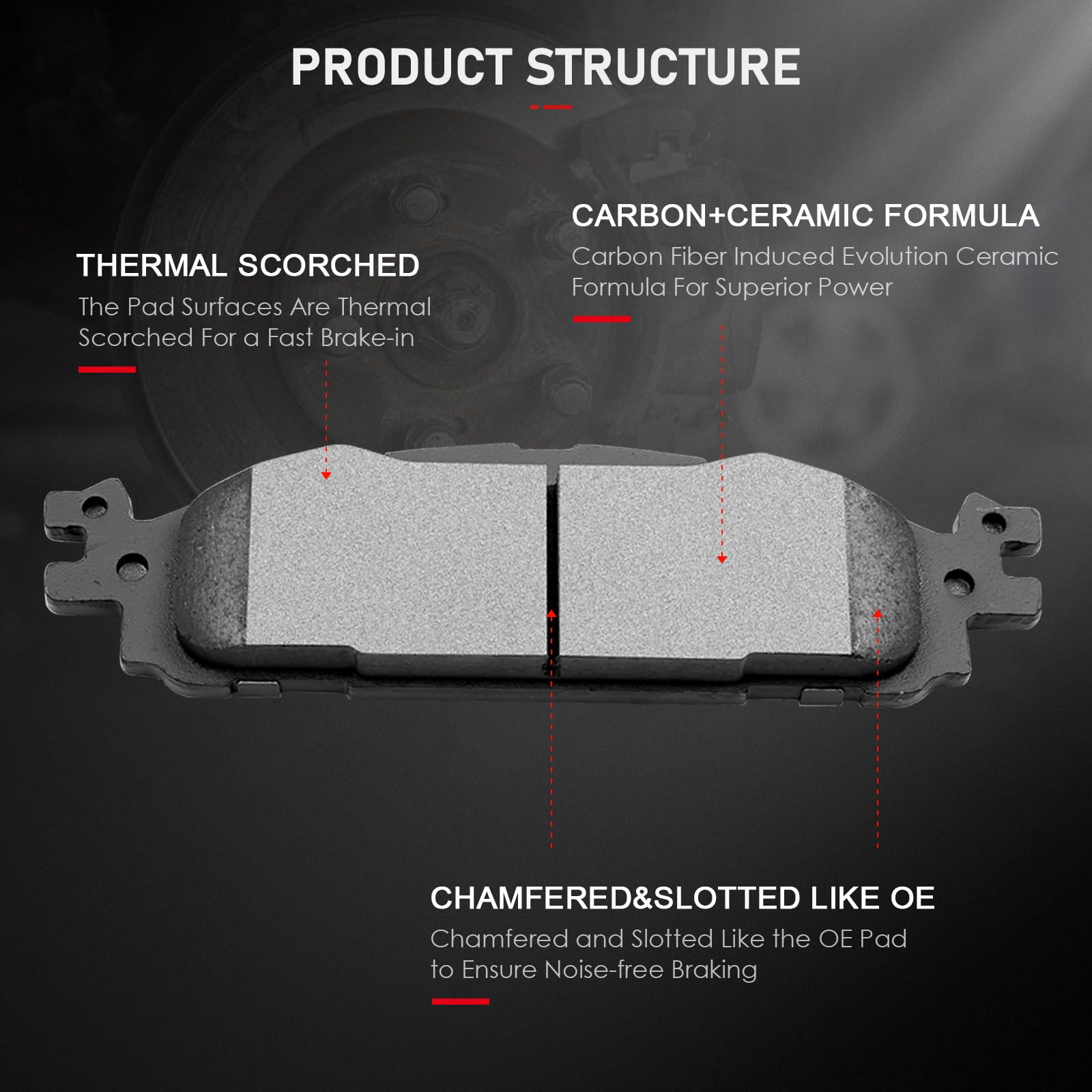 Cciyu D1508 4Pcs Front Ceramic Brake Pads Kits 2011-2019 For Ford Explorer,2009-2019 For Ford Flex,2011-2019 For Ford Taurus,201