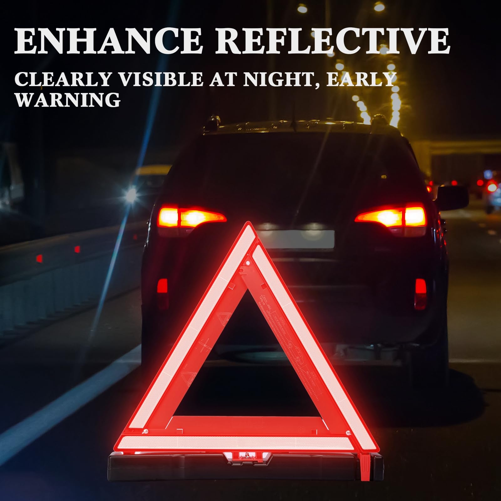 Kanayu Warning Triangle DOT Approved Foldable Emergency Safety Triangles Reflective Road Safety Triangle with Carrying Case Heav