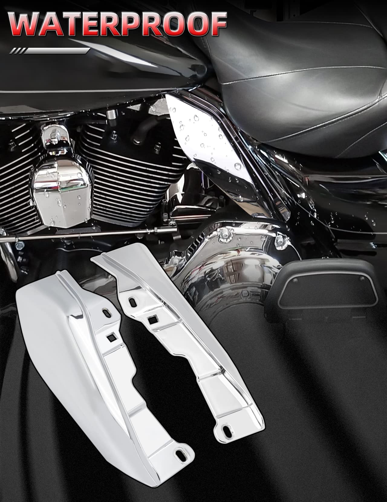 Amazicha Chrome Mid Frame Air Deflector Compatible for Harley Davidson Touring Electra Glide/Street Glide/Road Glide/Tri Glide/R