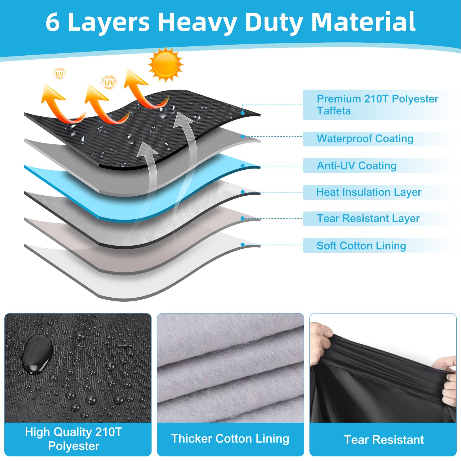 Motorcycle Cover Waterproof for Touring Models Road King/Road Glide/Street Glide/Electra Glide, Heavy Duty Sun UV Rain Snow Outd