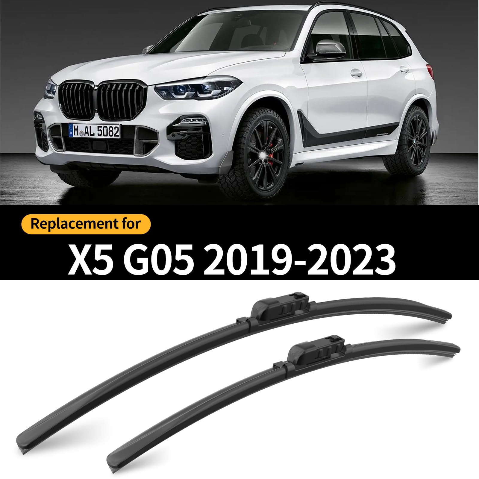 Gardimu Front And Rear Windshield Wiper Blades, 3 Pcs Front And Back Windshield Wipers Blades Replacement For Bmw X5 2019-2024,