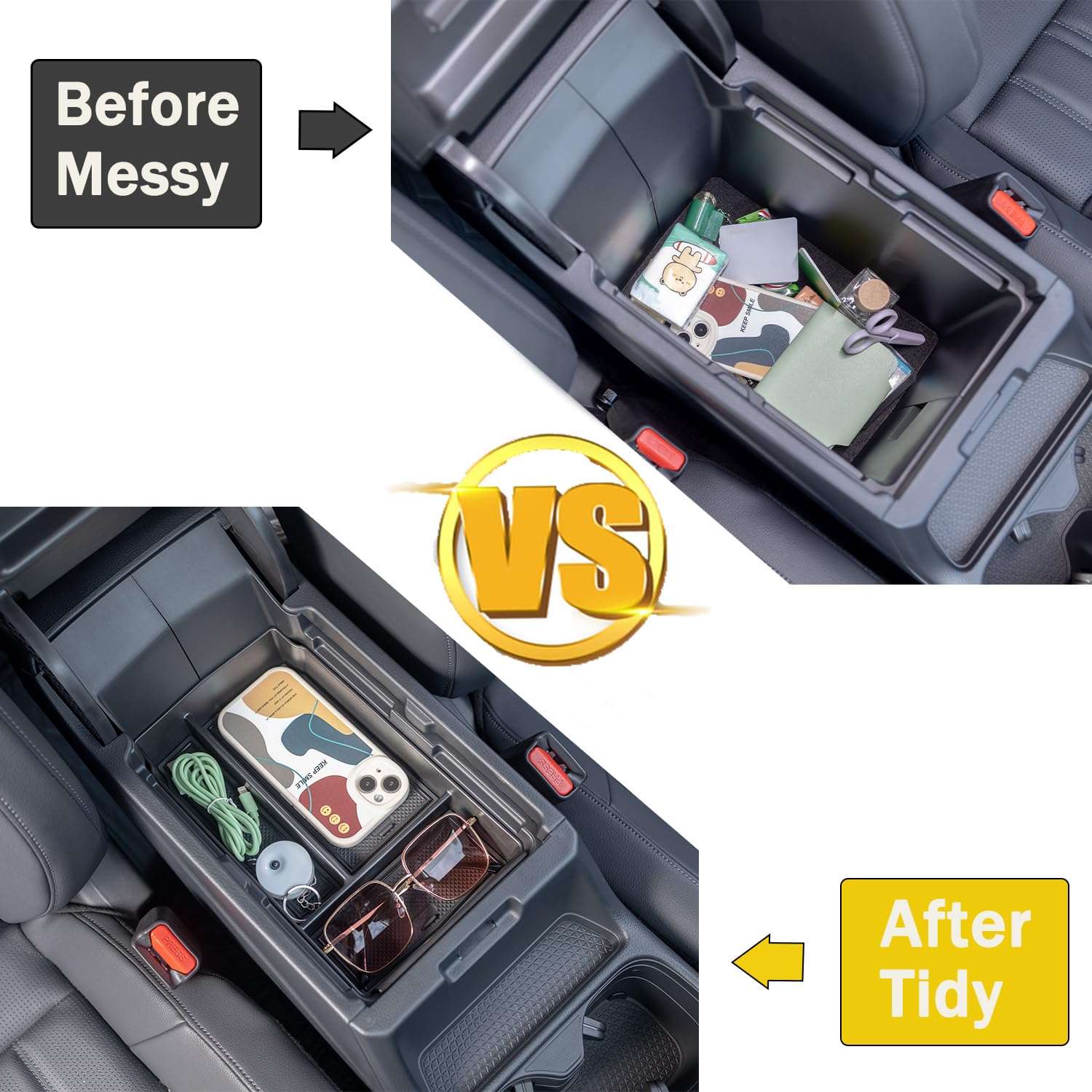 PIMCAR Center Console Organizer & Armrest Tray for Honda CR-V 2023-2026, ABS Plastic, 2PCS Armrest & Console Tray