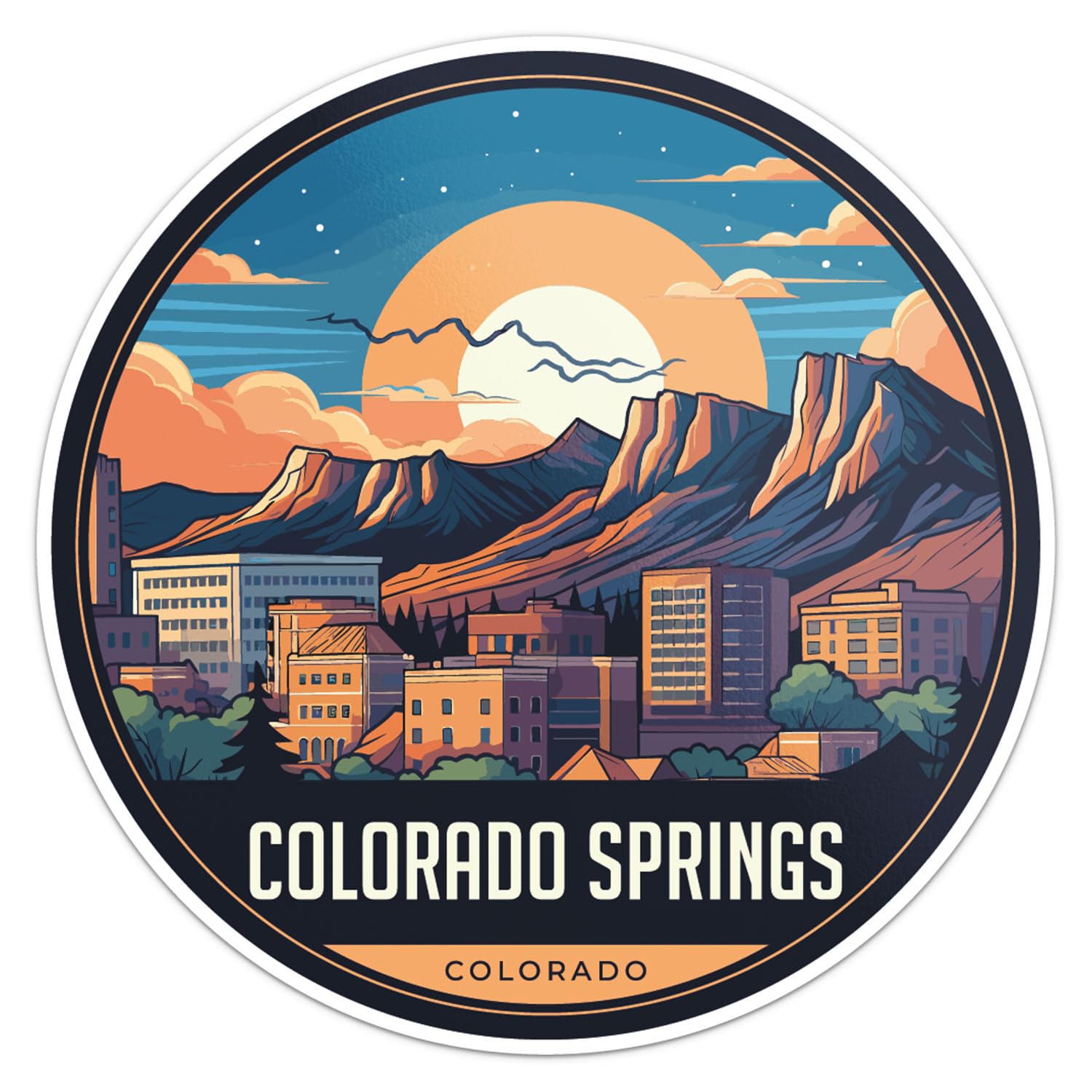 Colorado Springs City Sticker - Waterproof Vinyl Decal for Car Bumper, Laptop, Water Bottle, Wall, and Window, Size - 5'' Longer