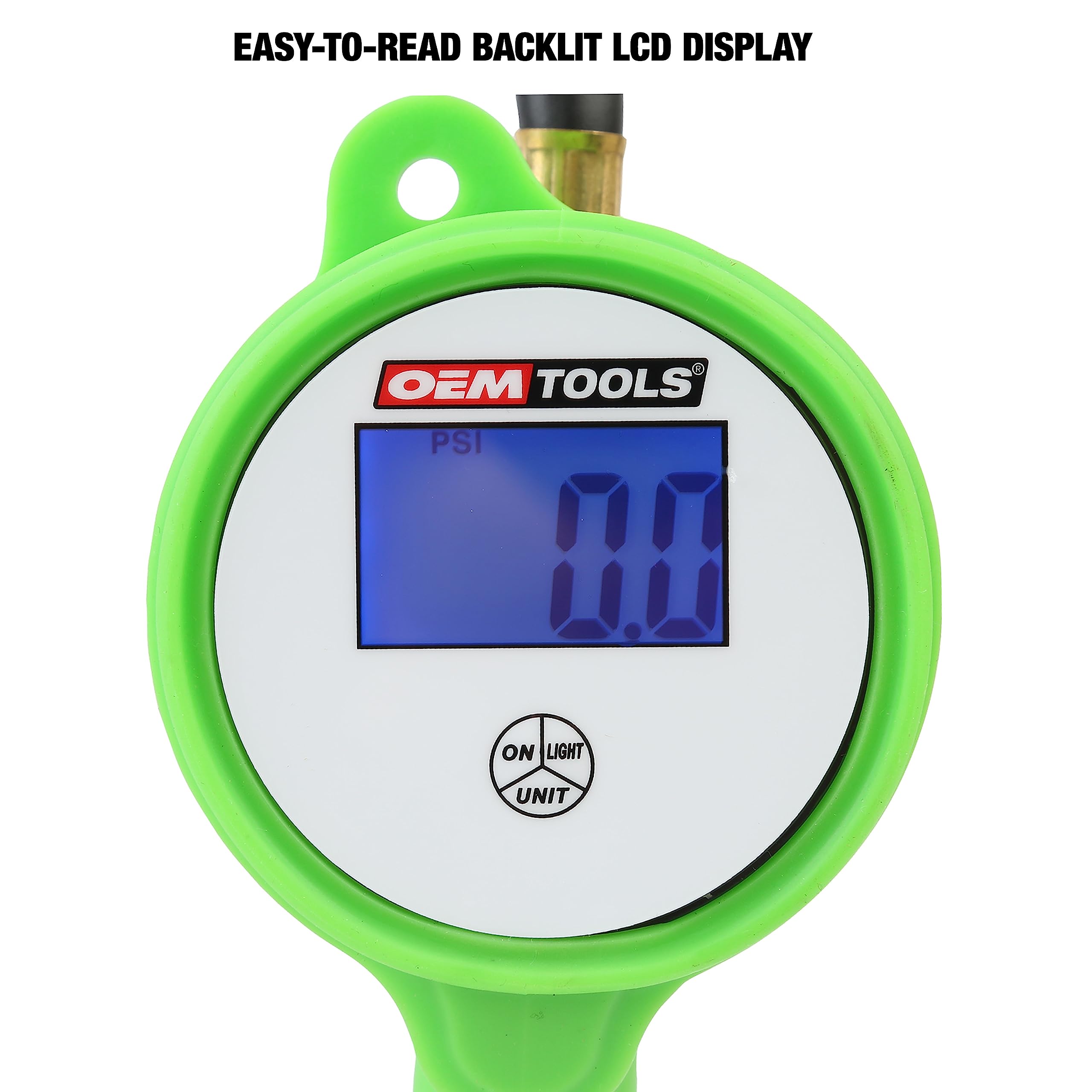 OEMTOOLS 24412 Digital Tire Inflator with Pressure Gauge, 0-175 PSI, LCD Display, 21” Hose, Multi Color, One Size
