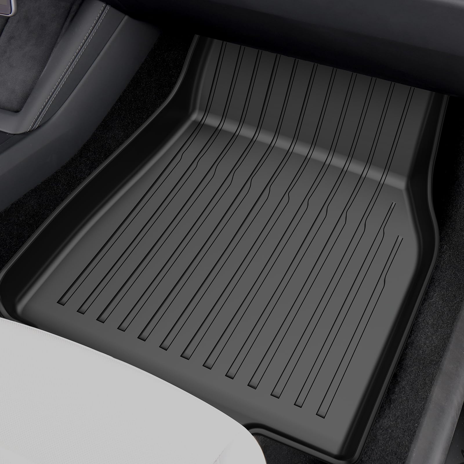 PawteIin 6PCS All-Weather TPE Floor Mats Set for 2025-2026 Model Y, Black, Custom Fit Anti-Slip Protection