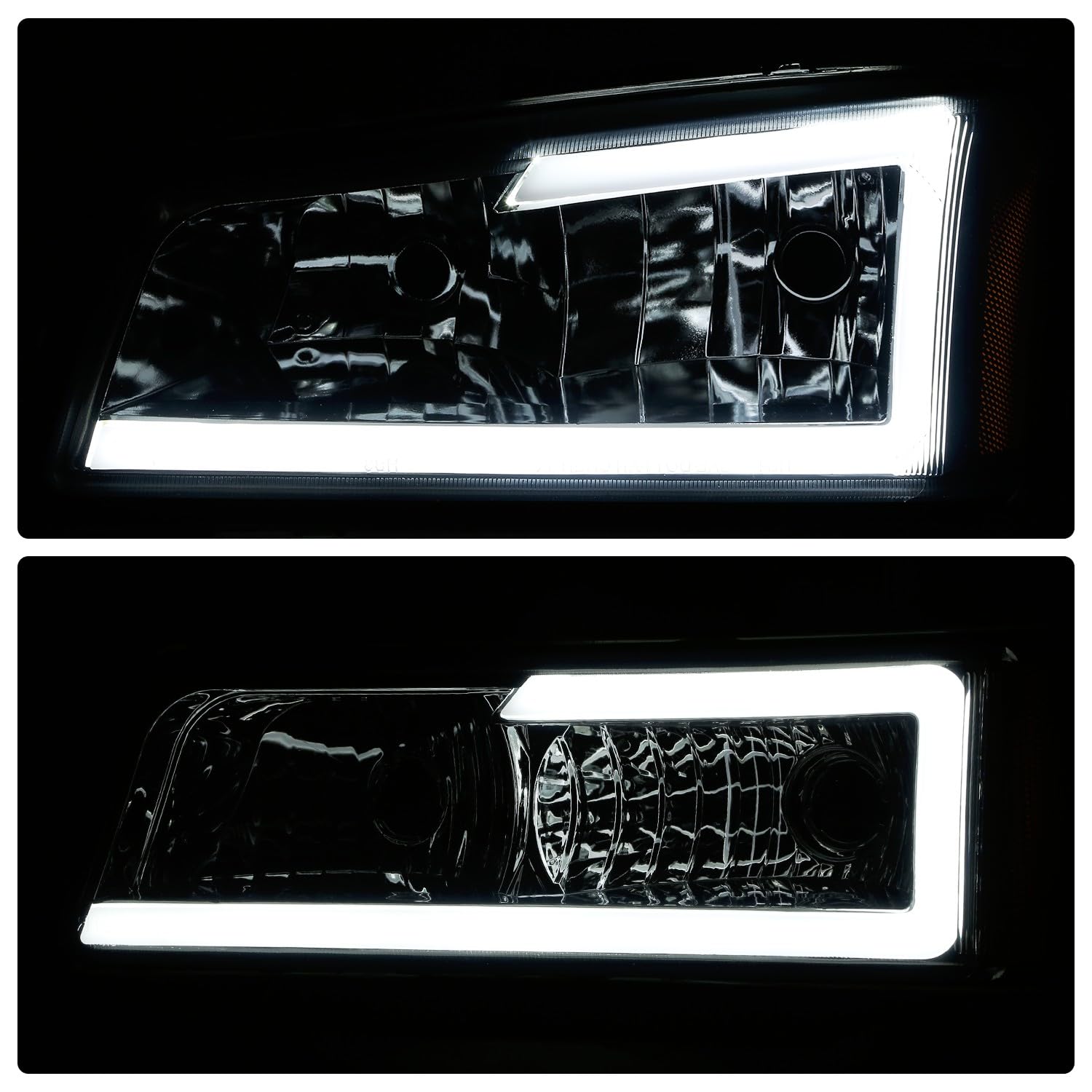 Dna Motoring 3D Led Drl Headlight Bumper Lamp Set Compatible With 03-06 Silverado 1500-3500 1500Hd 2500Hd / Avalanche 1500 2500,