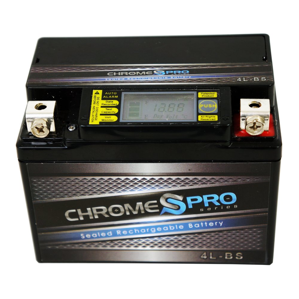Chrome Pro Igel Ytx4L-Bs Maintenance-Free, Lcd Display, 50Cca, 12V 4Ah Battery Replacement For Atv, Motorcycle, Jet Skis, Scoote