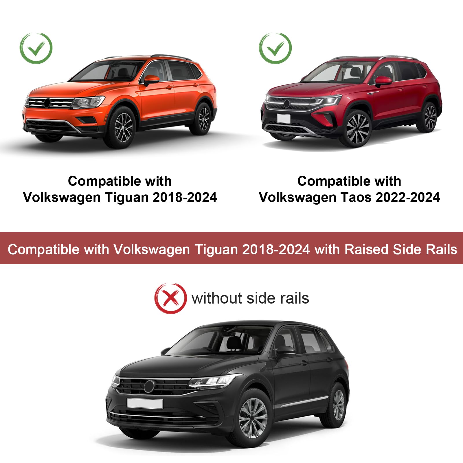 Kinggeri Lockable 220Lbs Roof Rack Cross Bars Compatible With Volkswagen Vw Tiguan 2018-2024 And Taos 2022-2024, Heavy Duty Anti