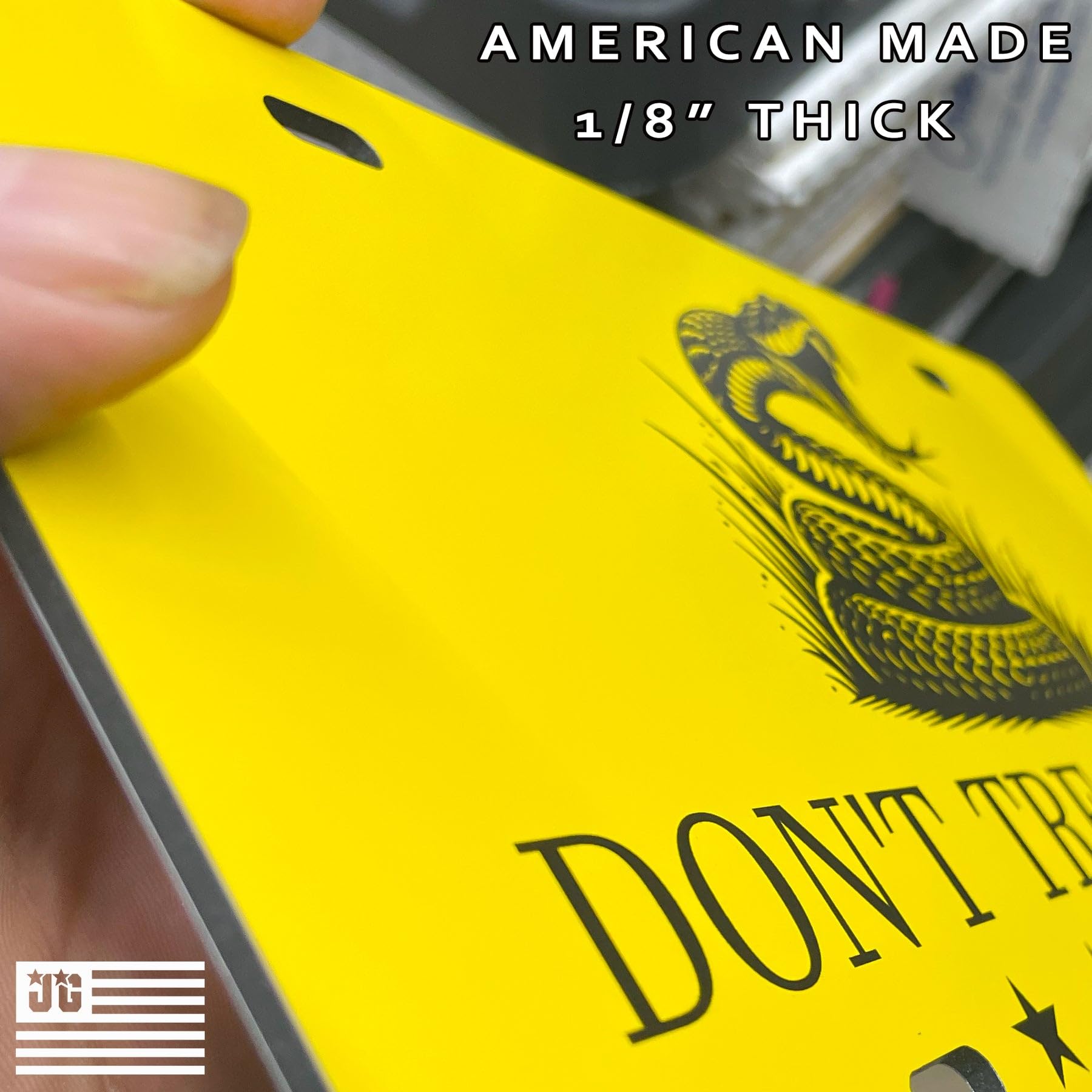 Jass Graphix Don'T Tread On Me Car Tag, Gadsden Flag License Plate - Bright Yellow Don'T Tread On Me Design, Outdoor Durable Mat