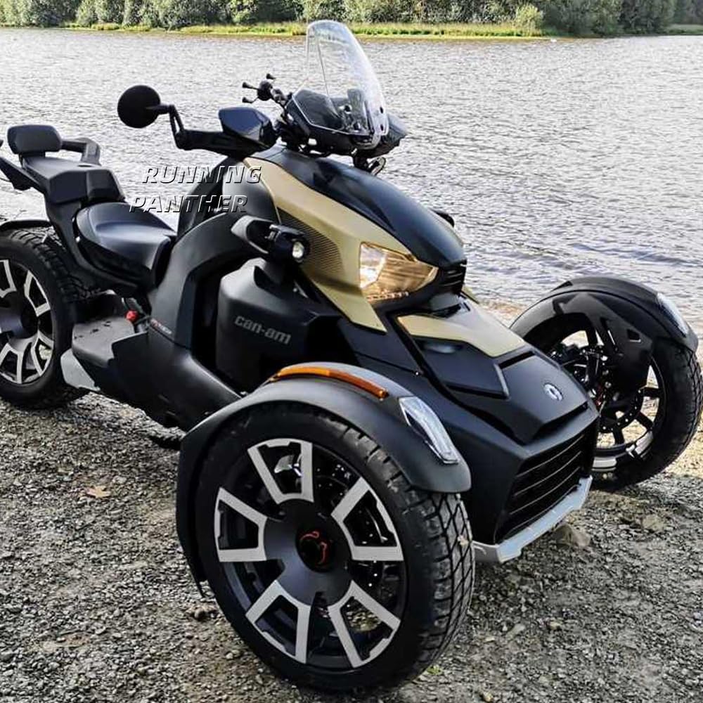 RUNNING PANTHER Adjustable Windshield for Can-Am Ryker 600/900, Smoke Gray, Polycarbonate, Vented, Regular Size, 2019-2023 Models