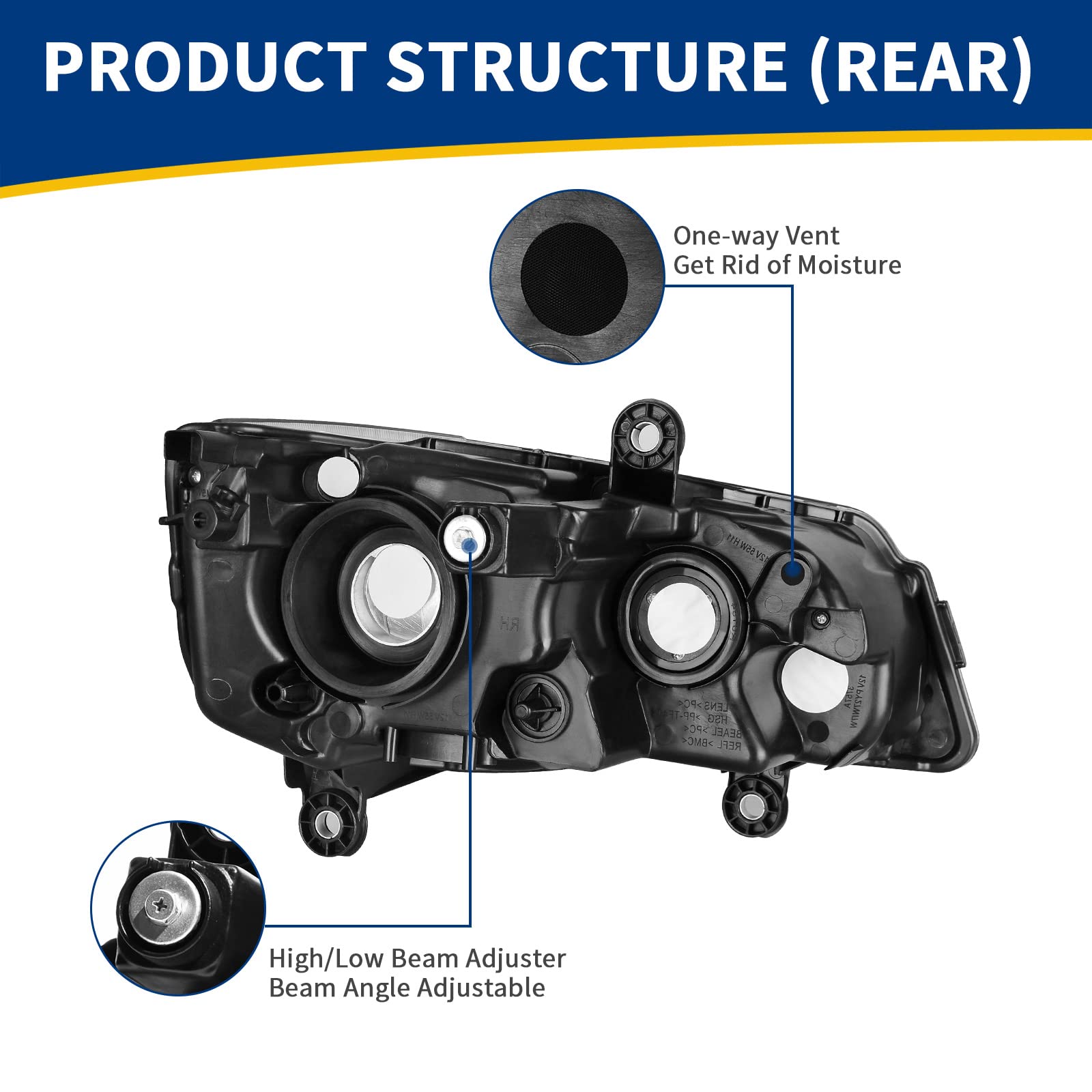 Autosaver88 Headlight Assembly Compatible With 2011 2012 2013 2014 2015 2016 2017 2018 2019 2020 Dodge Grand Caravan / 08-16 Chr