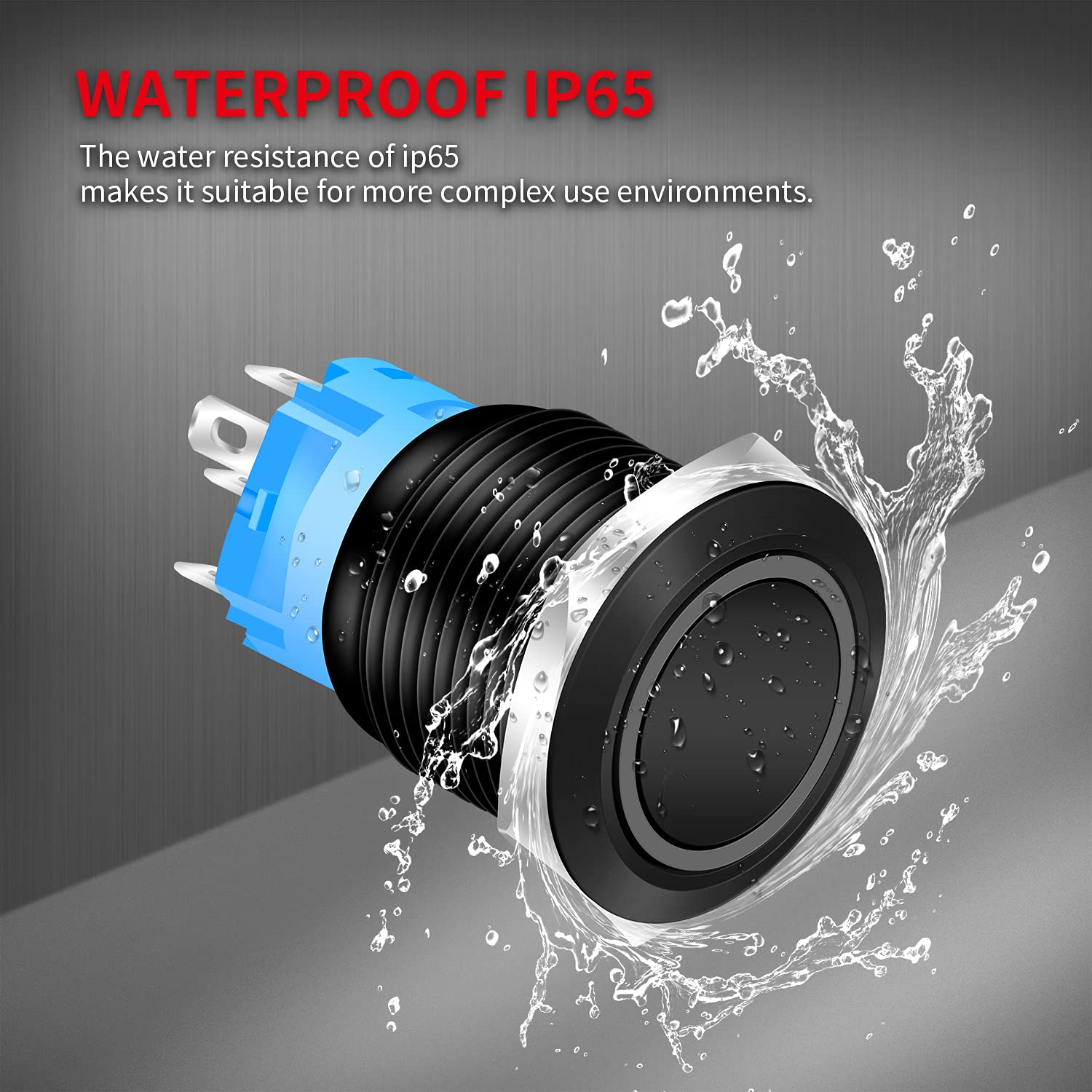 Daiertek 22Mm Latching Push Button Switch 12V Waterproof Blue Led Metal Push Button Switch 12 Volt Dc On Off Spdt Maintained Pus