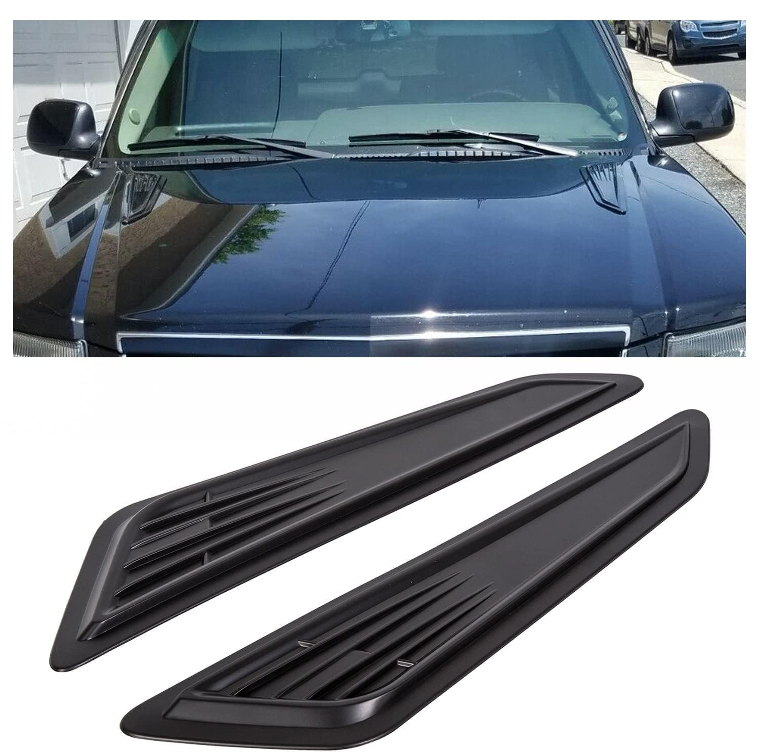 ECOTRIC Hood Vent Scoop Cover Compatible with 2016-2022 Chevy CAMARO 1LT LT RS Bonnet Air Vent Inlet Decoration SS Style Black 2