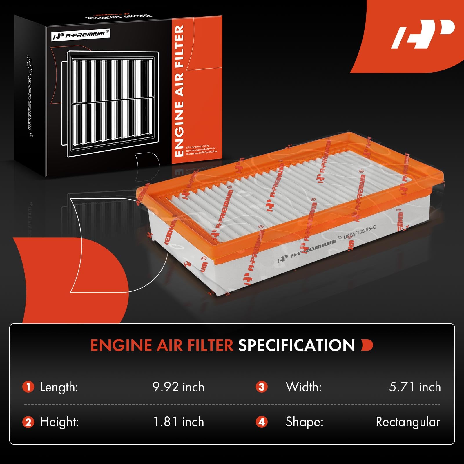 A-Premium Front Engine Air Filter Compatible With Hyundai Accent 2018-2022 & Kia Rio 2018-2023, 1.6L, Replace# 28113H9100, 28113