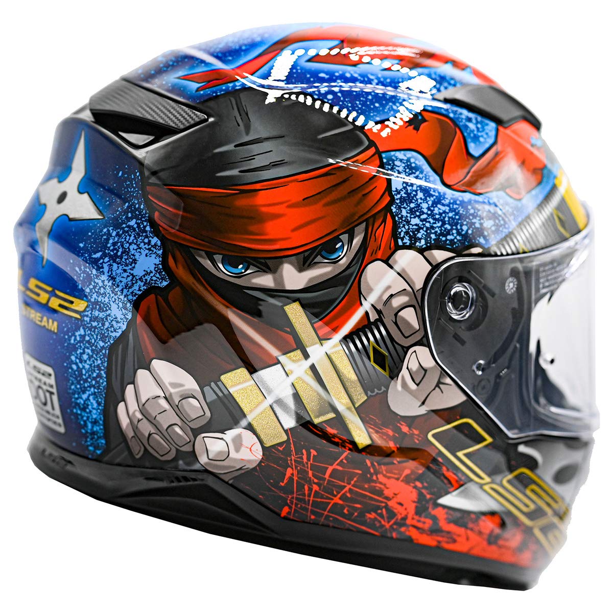 LS2 Helmets Full Face Stream Evo Helmet - X-Large, Ninja Red Blue, Thermoplastic, Model 328-1165