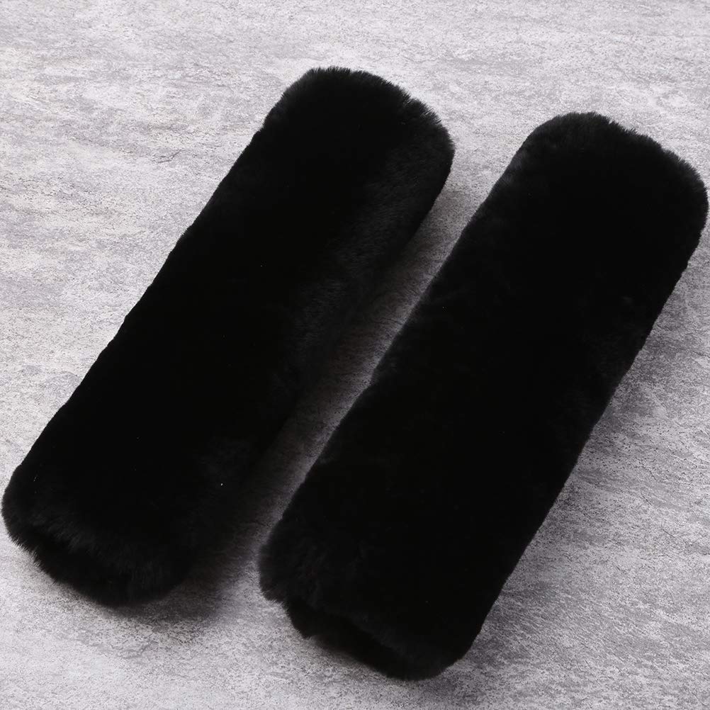 OGLAND Sheepskin Car Seat Belt Pad, 2 Pack Soft Shoulder Cover, Neck Cushion Protector, Genuine Merino Wool, Black