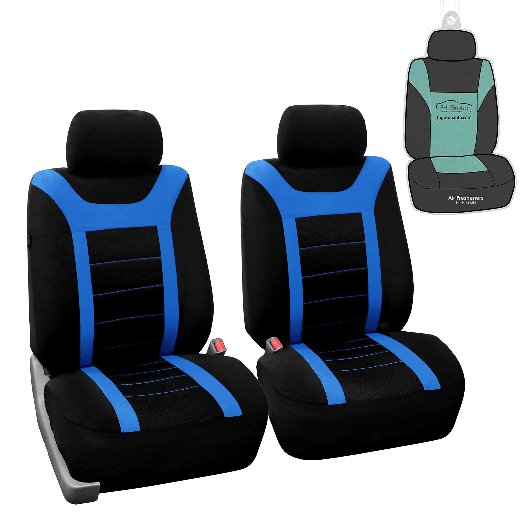 Fh Group Car Seat Covers Sports Seat Covers Front Seats Only, Airbag Compatible Blue Black Automotive Seat Cover Combo Small Car