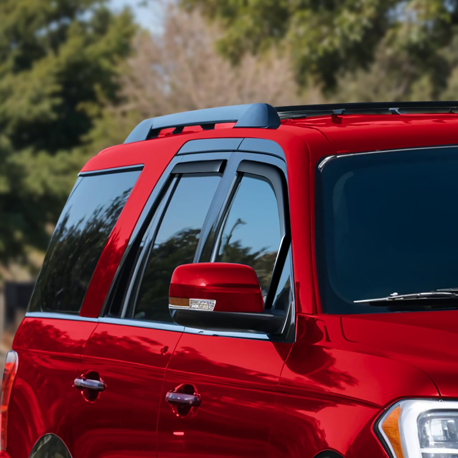Voron Glass Rain Guards for Ford Expedition 2018-2025, Polycarbonate Window Deflectors, 4 Pieces, Model 220248, Extra Durable