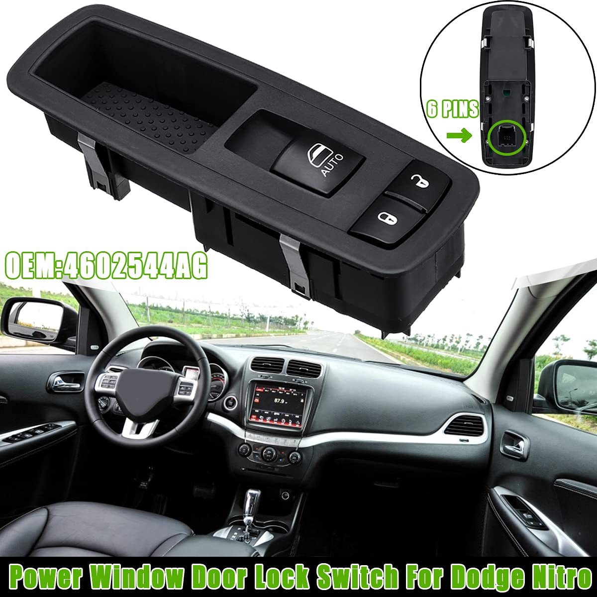 Passenger Window Switch Replacement For 2008-2012 Dodge Grand Caravan, Chrysler Town And Country,Jeep Liberty,Dodge Ram 1500, 2009-2010 Dodge Journey,2007-2011 Dodge Nitro Fits 4602544Ag