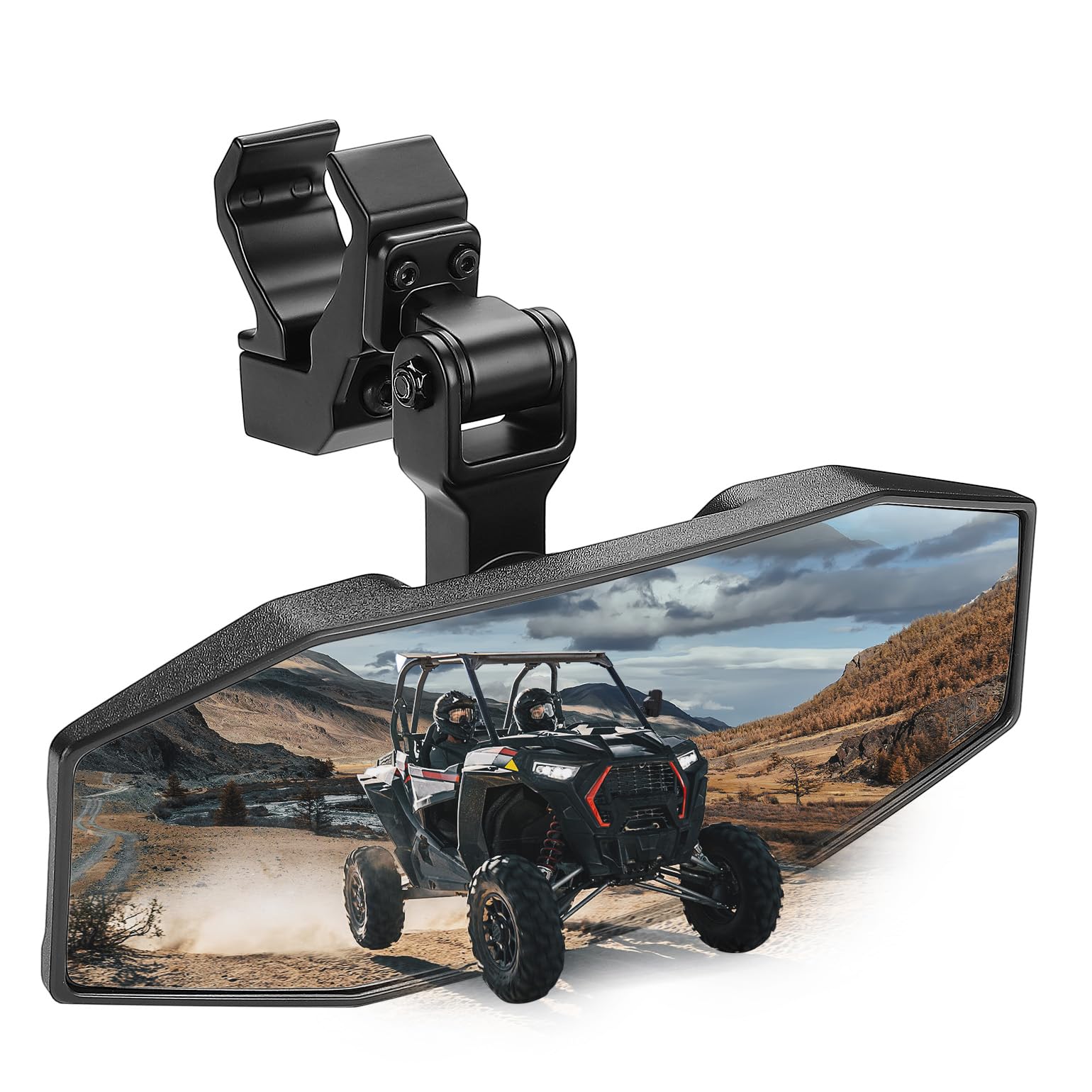 KEMIMOTO UTV Center Mirror, Adjustable Aluminum Clamp UTV Rear View Mirror Fits 1.5-2 Roll Cage and Compatible with Polaris Rang