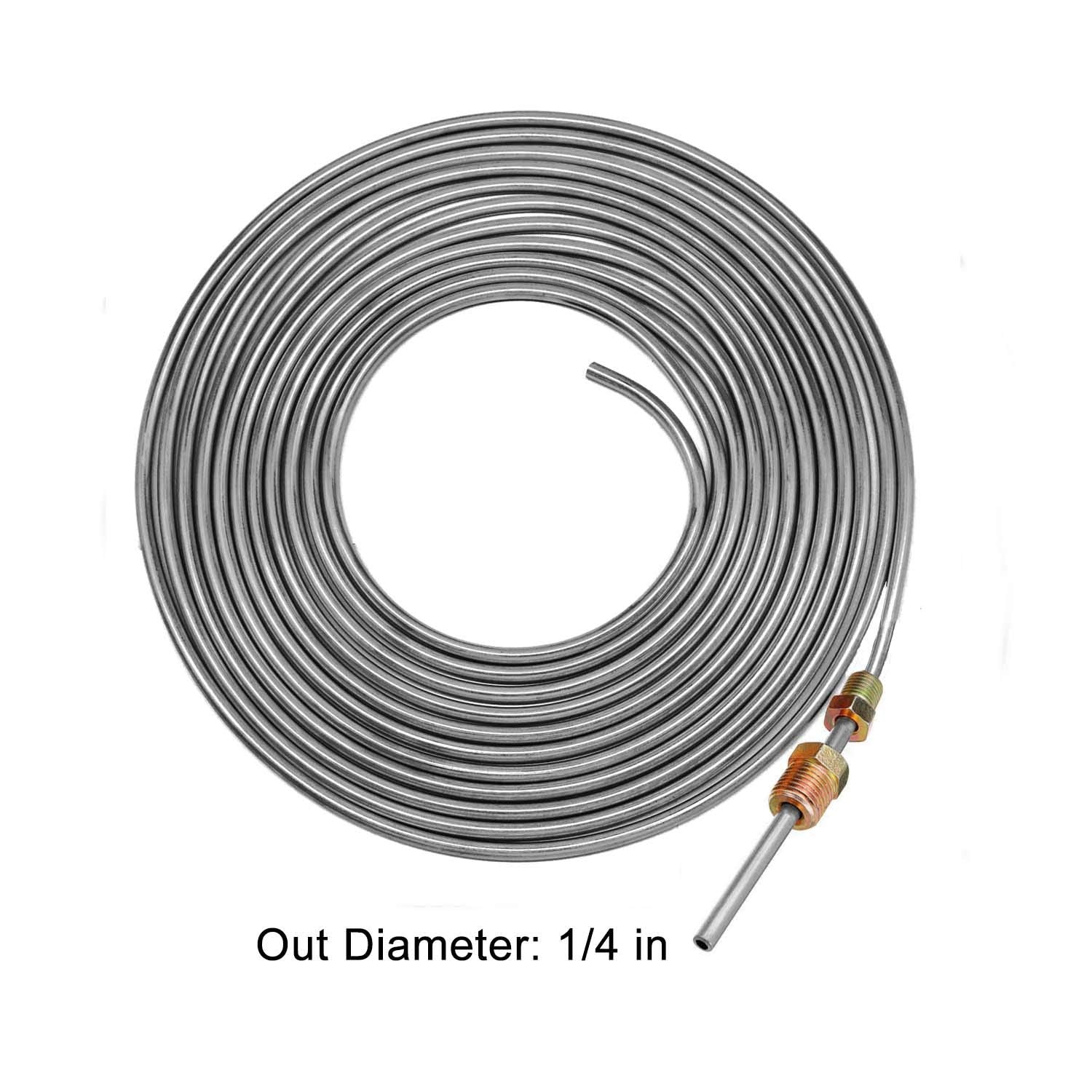 Muhize 3/16 And 1/4 Brake Line Coil - Heavy Duty Zinc-Coated 25 Ft 3/16'' And 1/4'' Steel Tube Roll Sae Standard For Hydraulic F