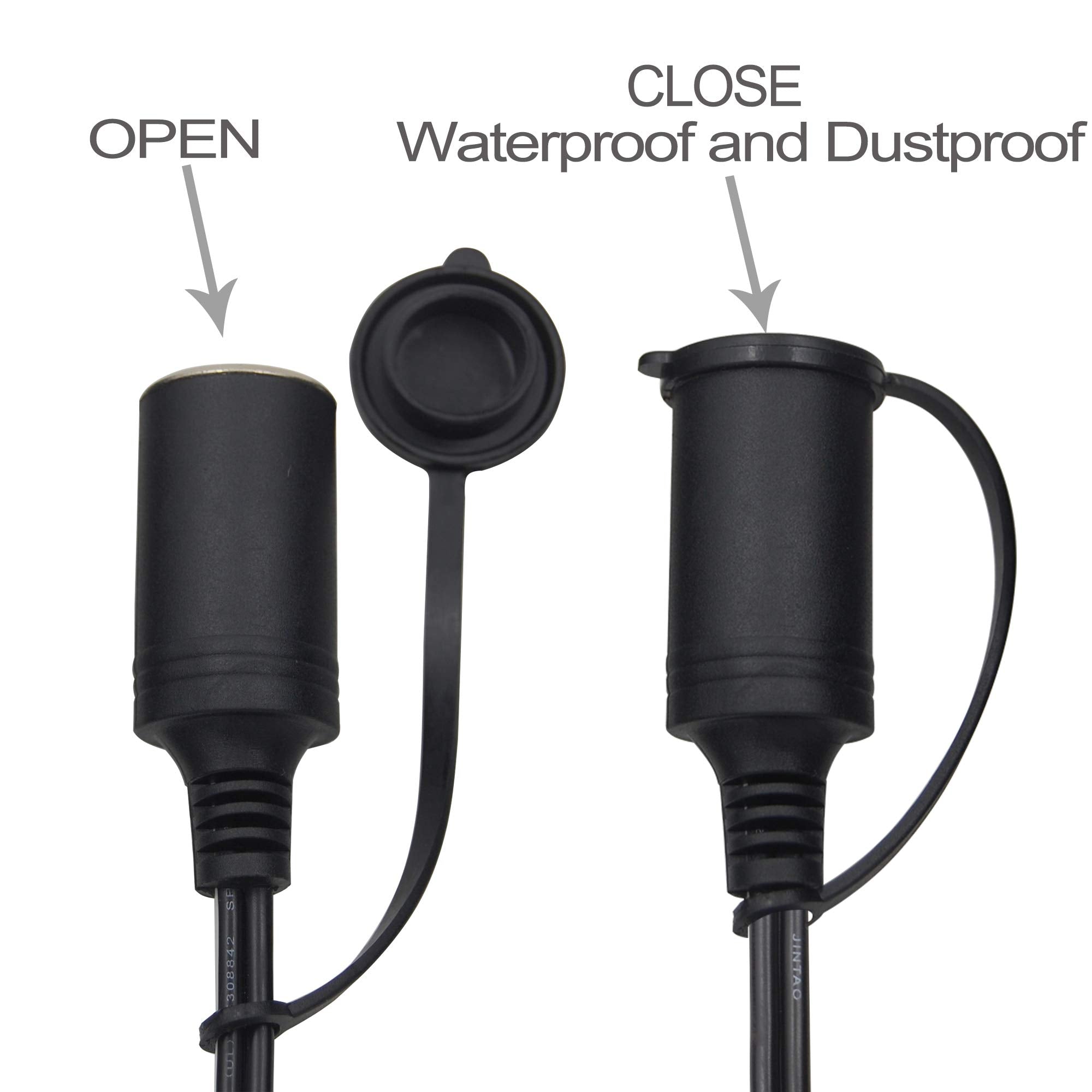 SCCKE 14AWG Premium Pure Copper 12V 24V Car Cigarette Lighter Socket Extension Cord, 3ft / 0.92m 14 AWG Cable Wire For Car inver
