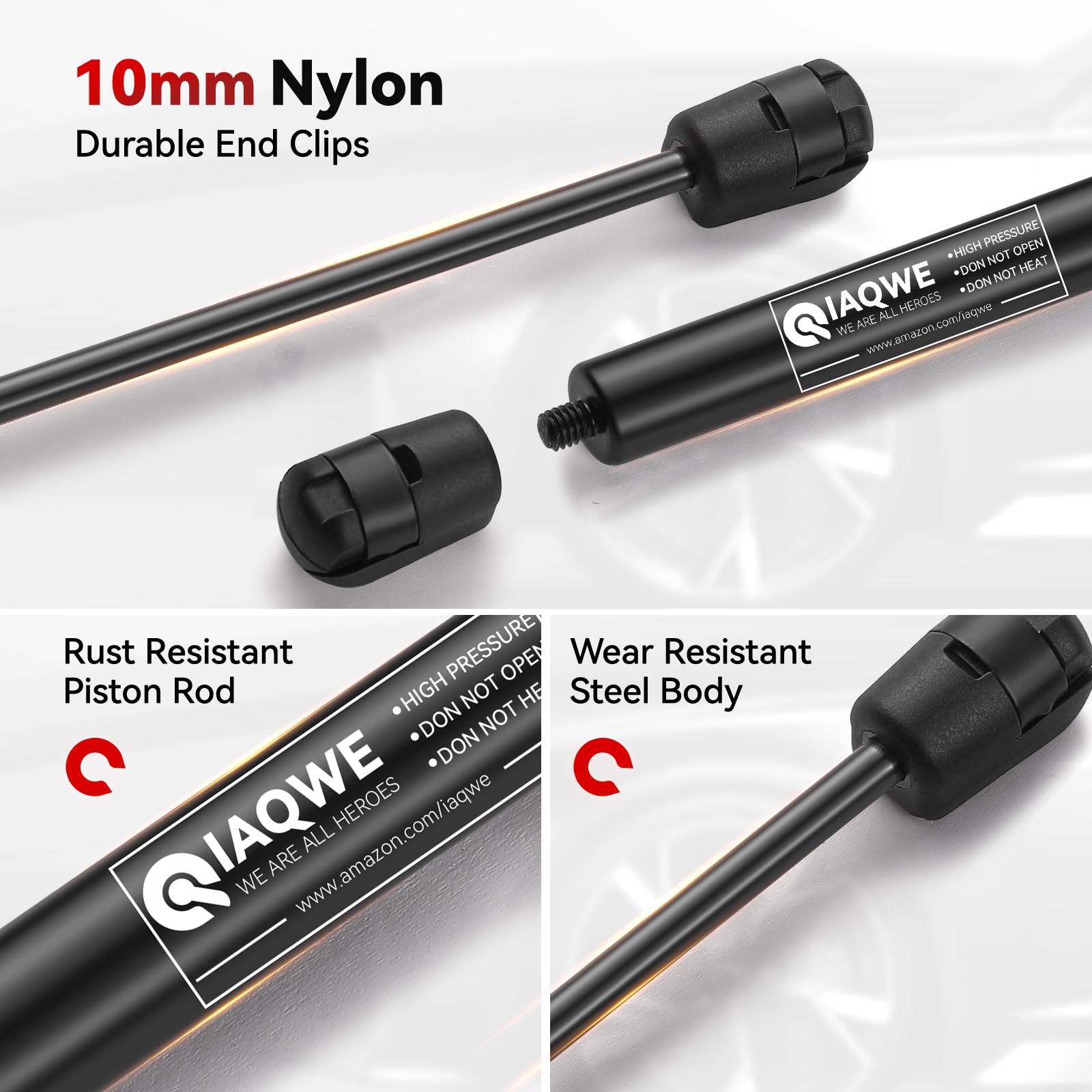 IAQWE Gas Struts for Truck Cap Window, 19" Metal Lift Springs, Black, Model C16-20651, 40Lbs, 2 PCS