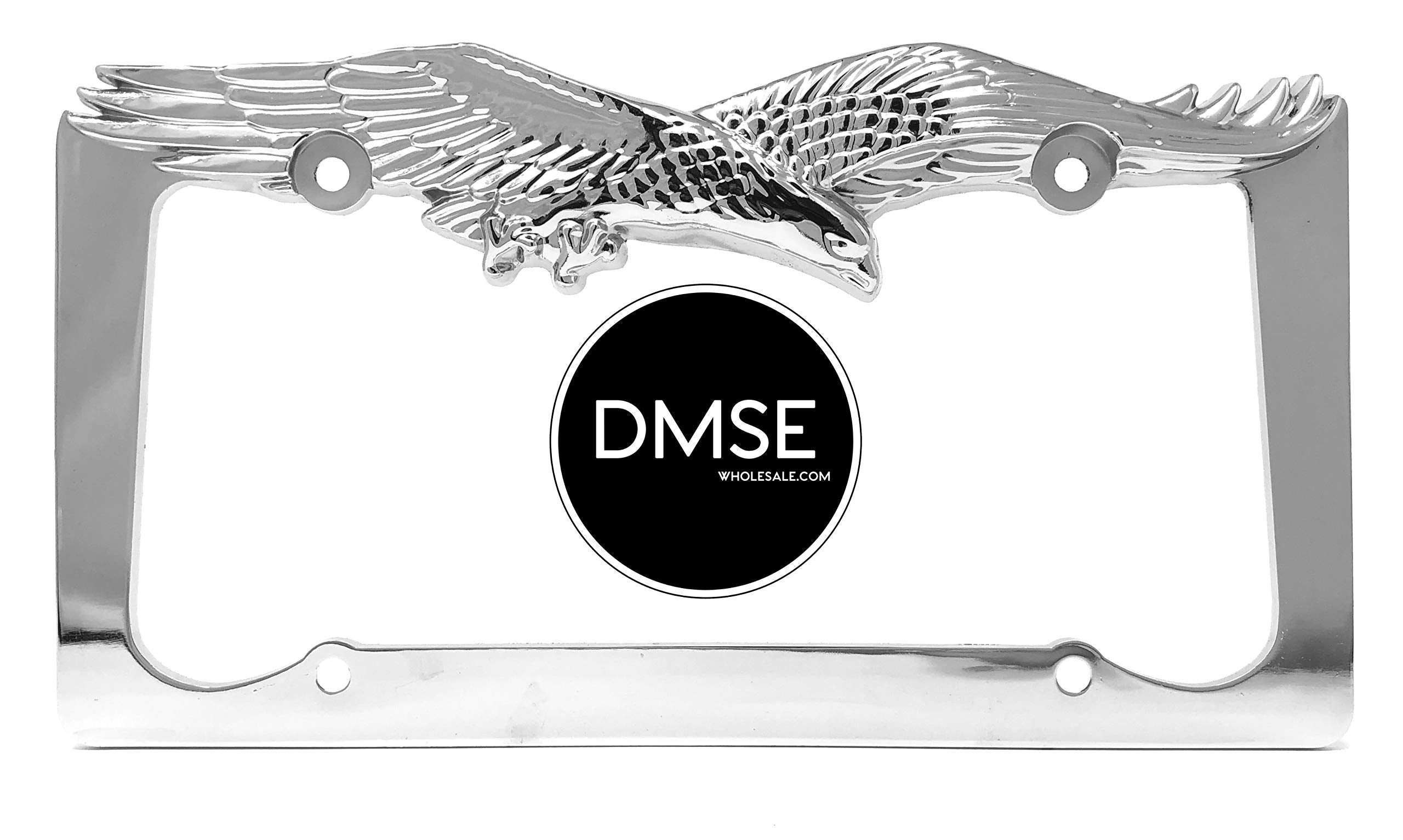 Dmse American Eagle Eagles Bird Universal Metal License Plate Frame Cool Decorative Design For Any Vehicle (Chrome)