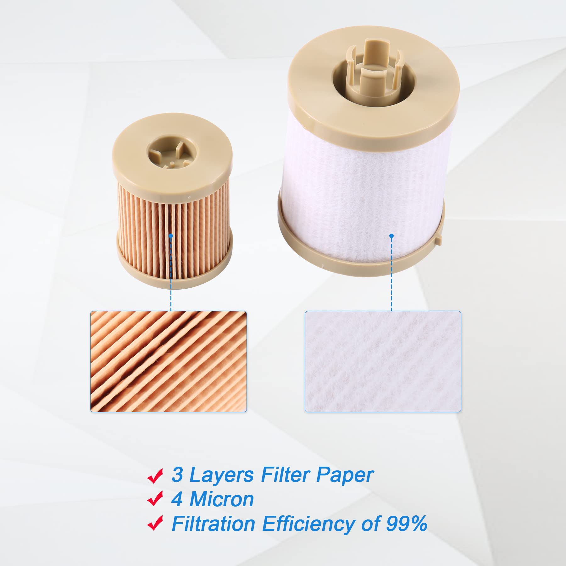 Carmocar Replacement For Ford 6.0L 2003-2007 Diesel Fuel Filter 3 Pack Includes Lower Lifter Pump Filter And Upper Fuel Bowl Fil