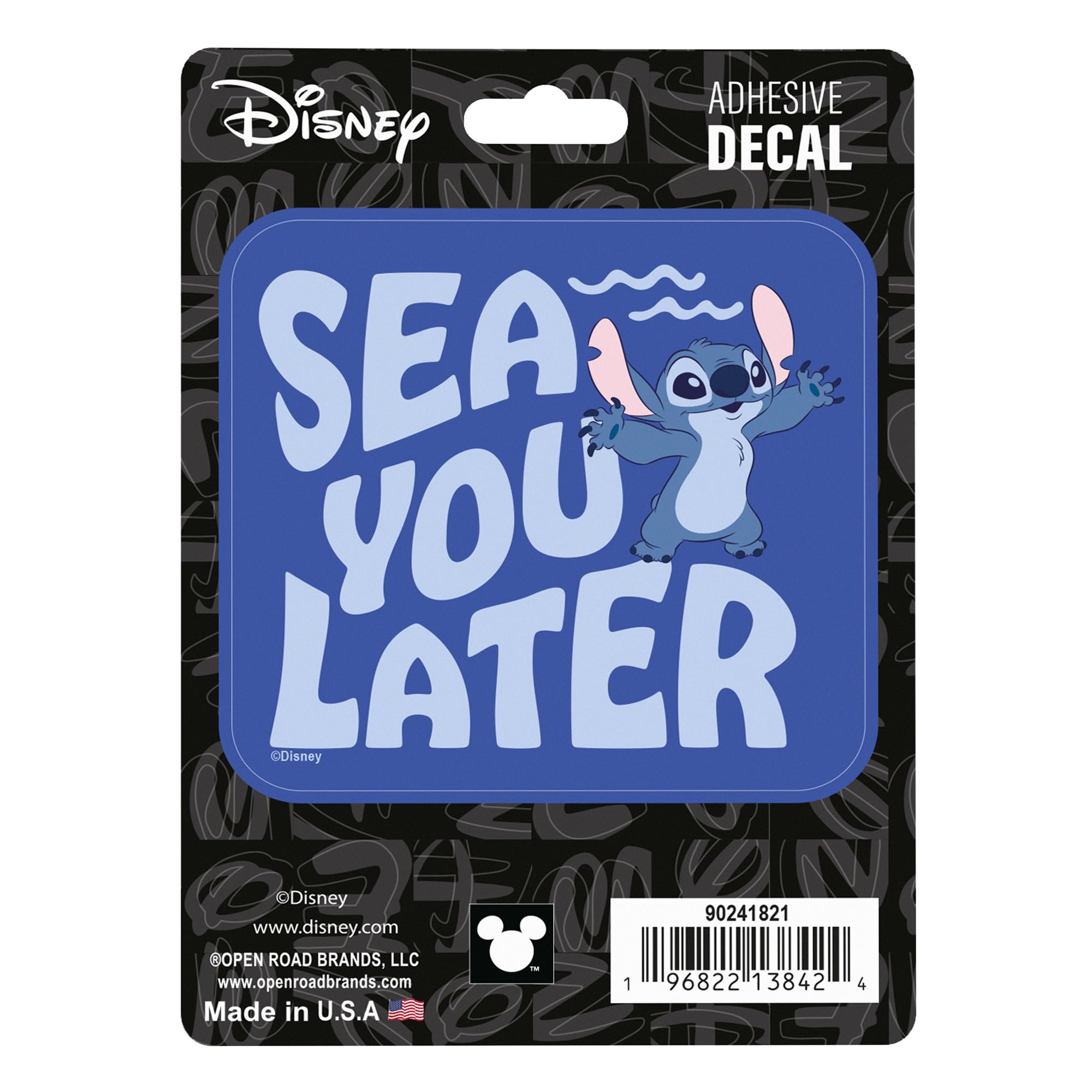 Disney Lilo and Stitch Sea You Later Adhesive Vinyl Decal - Playful Stitch Sticker for Car or Truck