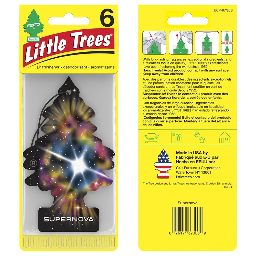 LITTLE TREES Car Air Freshener - Supernova Scent, 24 Count, Long Lasting Hanging Tree for Auto & Home
