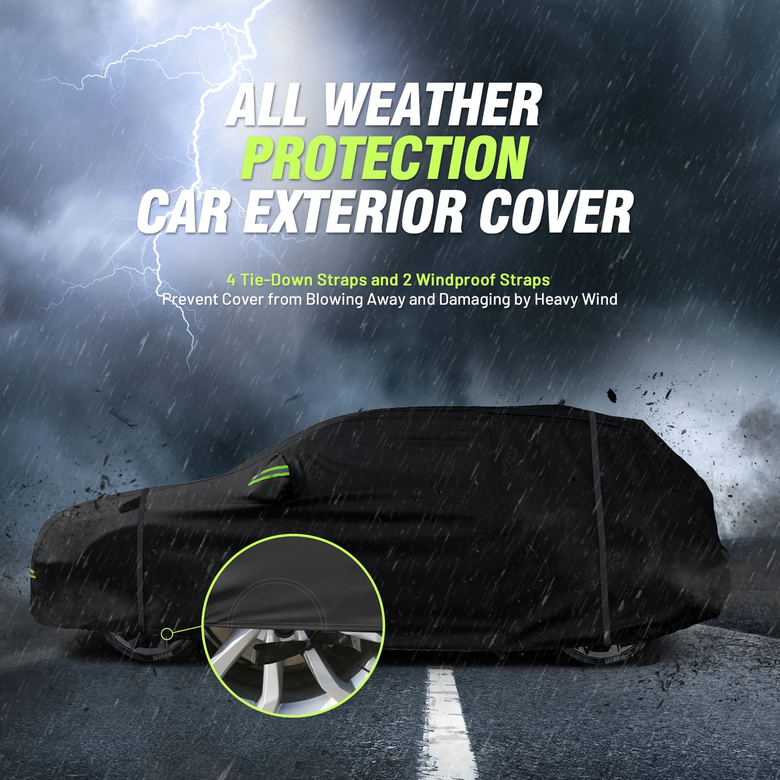Favoto 6-Layers Suv Car Cover - Waterproof All Weather For Automobiles, Heavy Duty Outdoor Dust Rain Sun Protection Snowproof Ca
