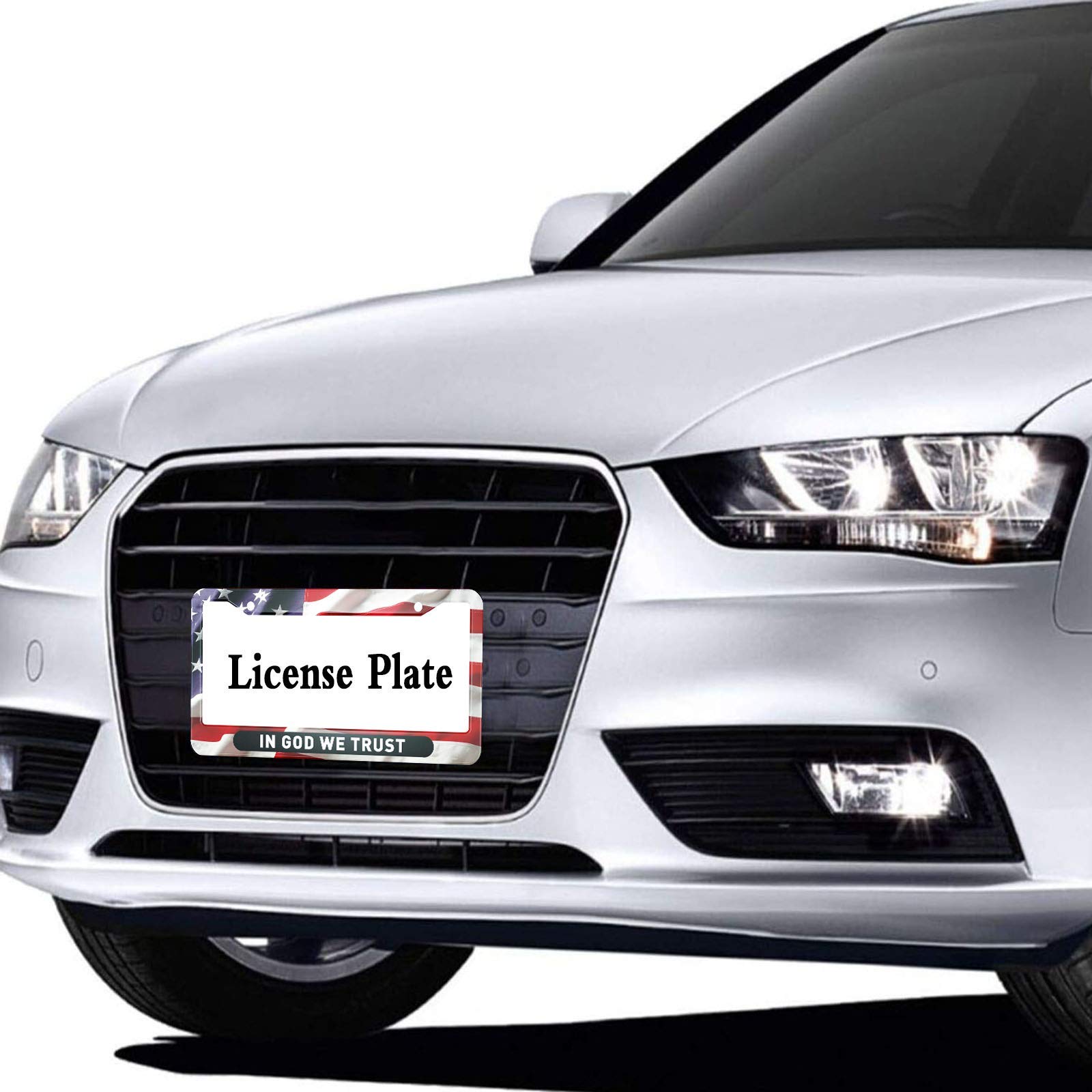 HOSNYE American Flag License Plate Frame in God We Trust Metal License Plate Cover Front Plates Frames Car Tag Frame for Women M