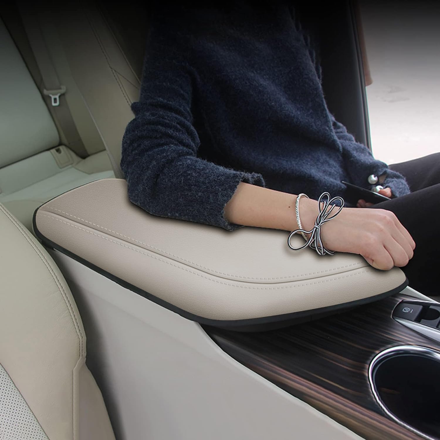 Aomsazto Armrest Covers For 2018-2022 Toyota Camry Beige