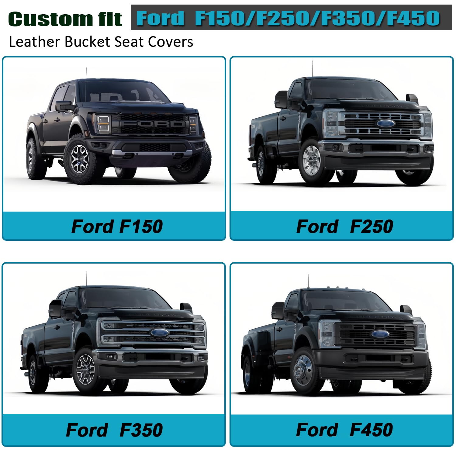 Giant Panda 2 Pcs Front 3D Air Mesh Car Seat Cover Custom Fit Ford F150 F250 F350 F450 Supercrew/Crew Cab Pickup Trucks,Breathab