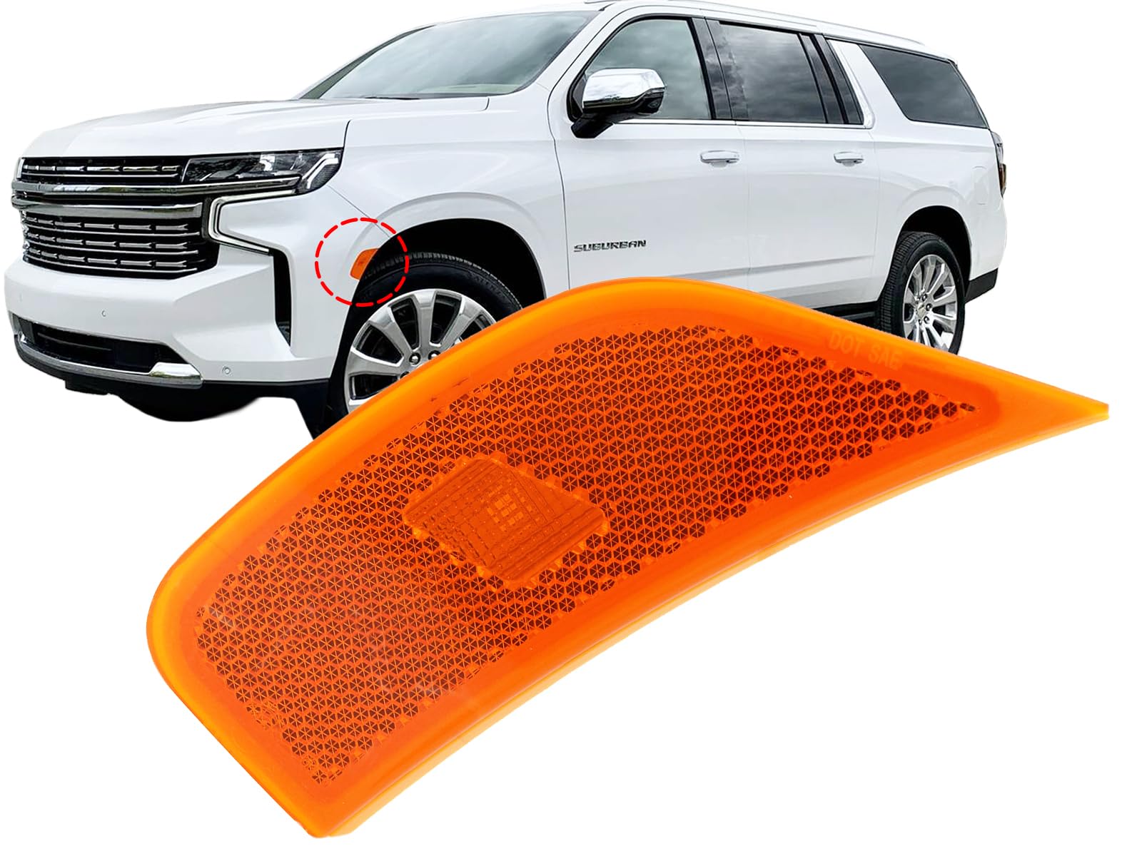 Auto Parts Avenue APA Replacement Front LED Side Marker Light for 2021 2022 2023 Suburban Tahoe Escalade ESV Yukon XL Denali Dri