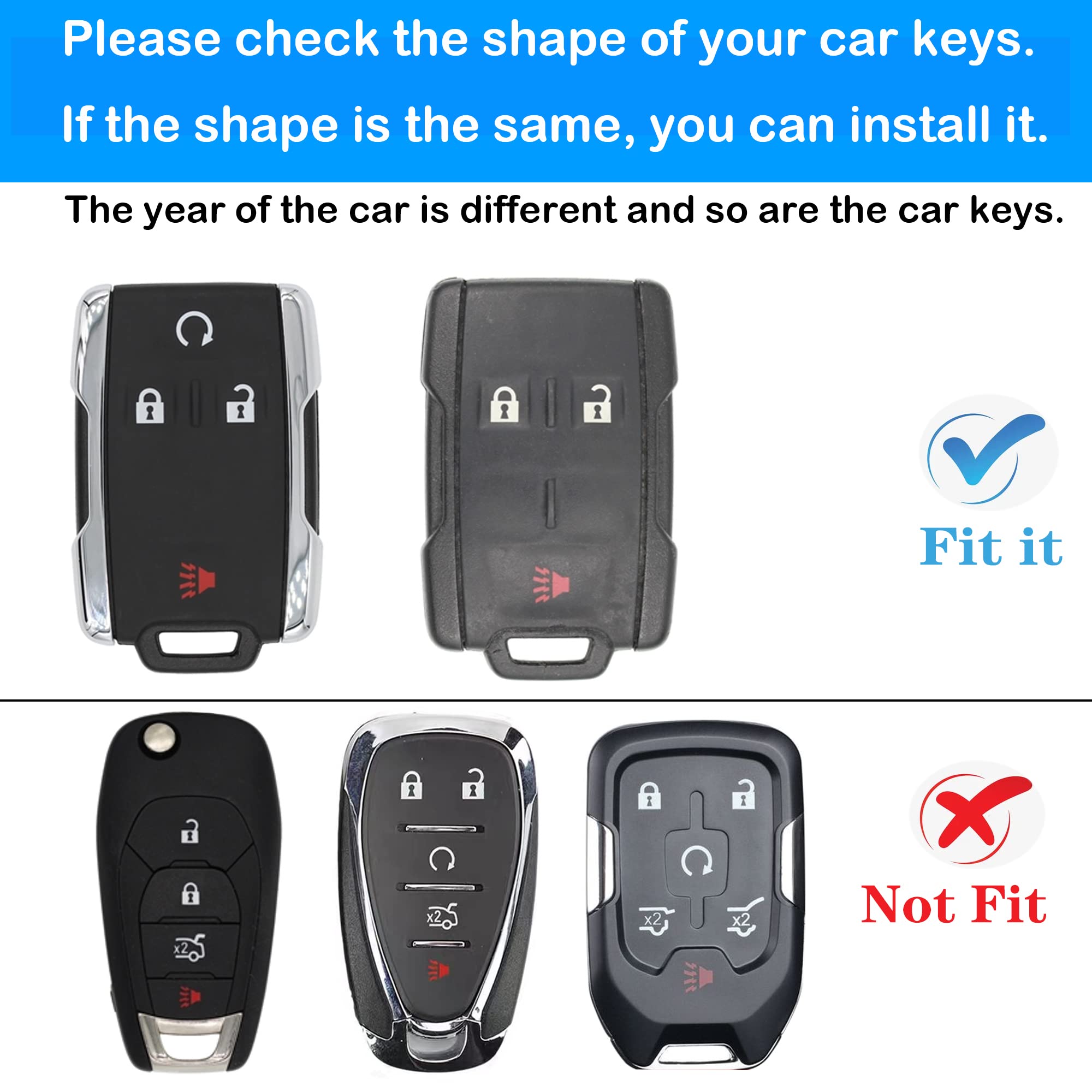Kirsnda Key Fob Cover Case for Chevrolet, Soft TPU, 4-Buttons, Red, Fits GMC Colorado, Silverado, Suburban, Tahoe