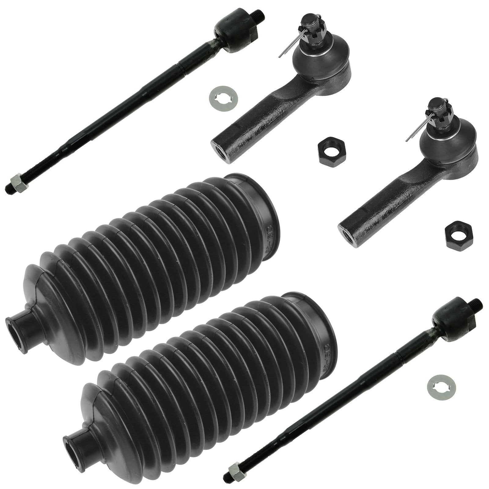 Trq Front Driver & Passenger Side Inner & Outer Steering Kit Steering Rack & Pinion Bellow Tie Rod Compatible With 1998-2001 Nis
