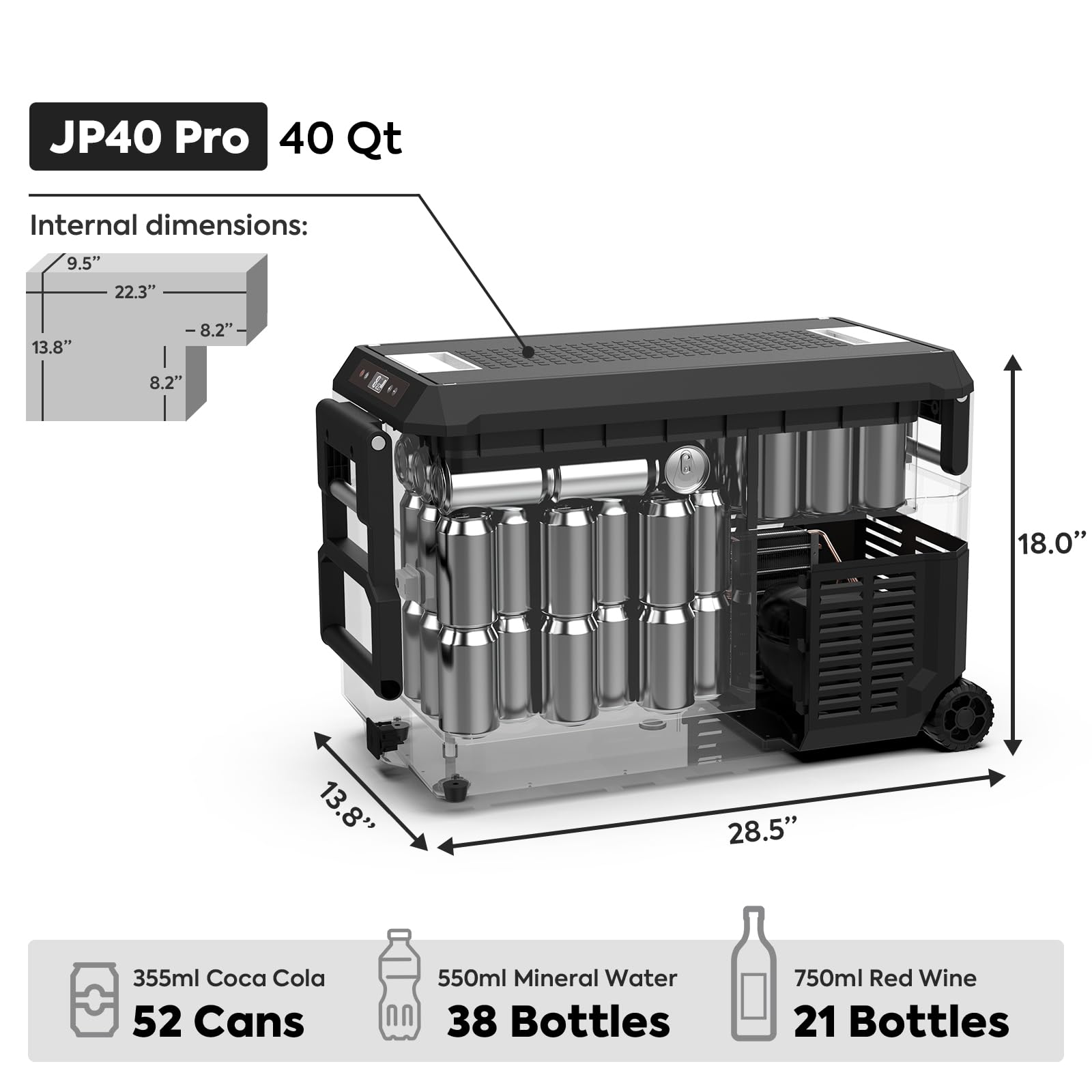Iceco Jp40 Pro 12 Volt Car Refrigerator, Portable Fridge Freezer For Camping, Car Fridge Powered By Secop, 12V Refrigerator For