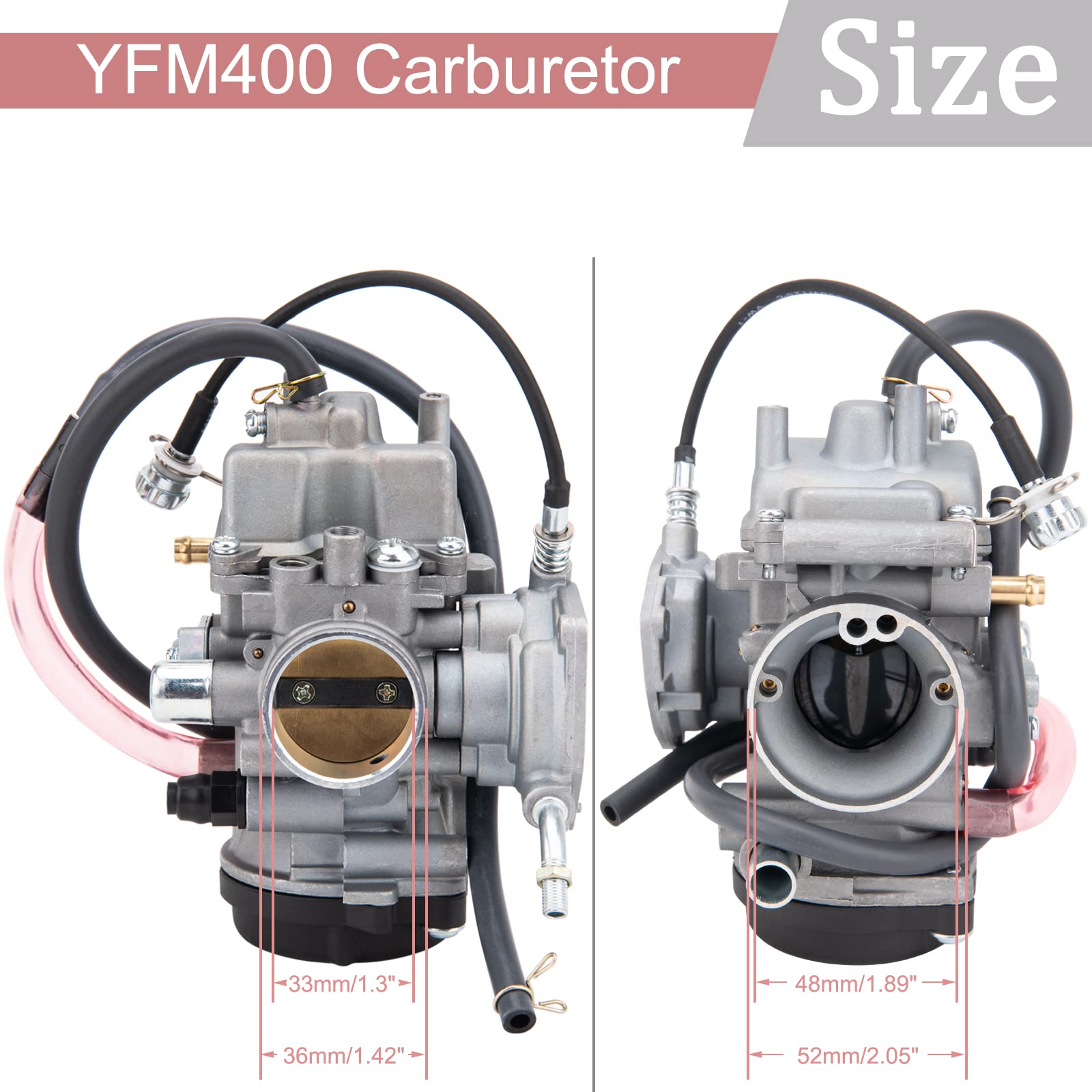HOOTO YFM400 Carburetor for Yamaha ATV 2000-2006 Kodiak 400, Big Bear 400, Bruin 350, Grizzly 350/450, Wolverine