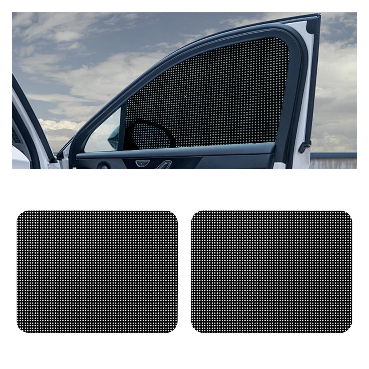 DUSCOKE 2PCS Car Side Window Sunshade, Block UV Rays Privacy Protector Car Static Cling Film Sticker, Reusable Washable Auto Sha