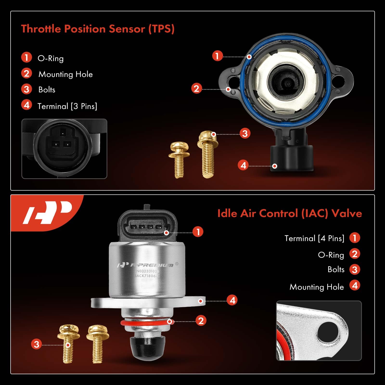 A-Premium Idle Air Control Valve Iac + Throttle Position Sensor Tps Compatible With Chevy, Gmc, Cadillac, Pontiac - 99-02 - Silv